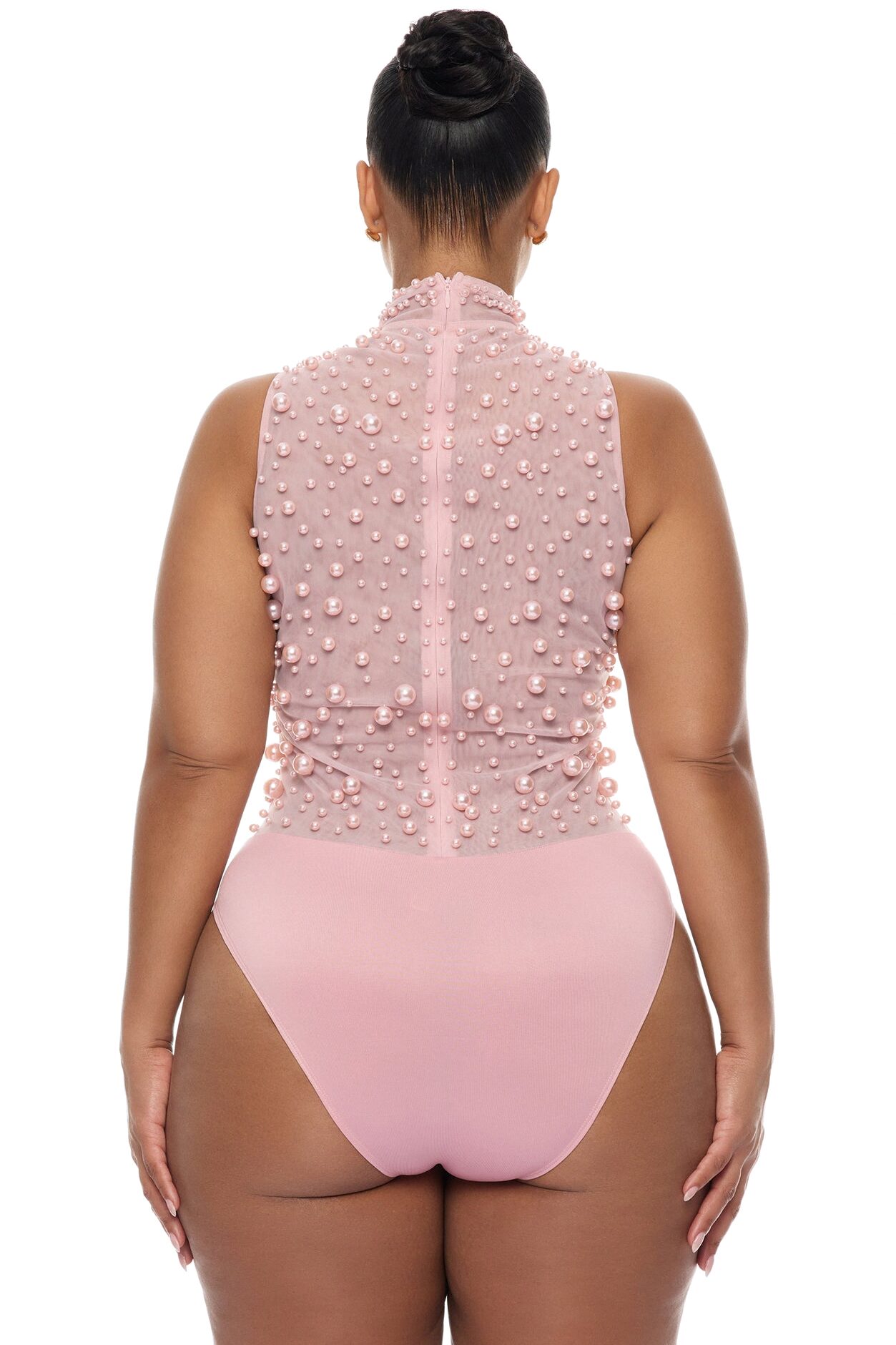 Pure Bliss Sheer Pearl Bodysuit - Light Pink