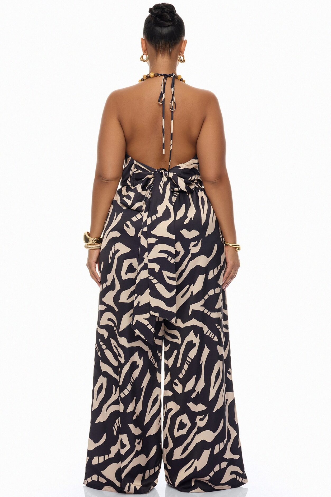 On The Coast Satin Pant Set - Black/combo