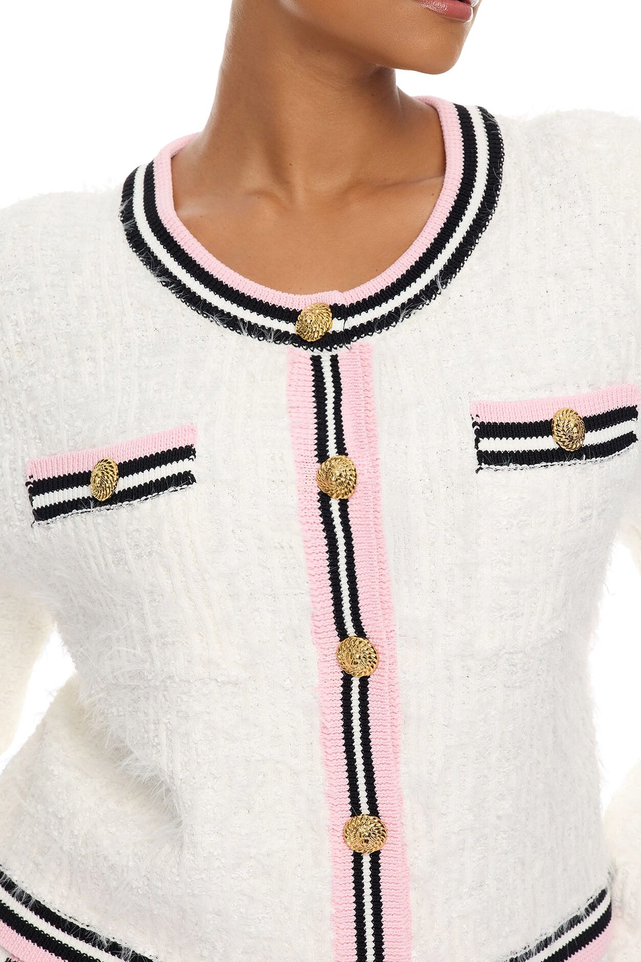 Haylee Tweed Skirt Set - White/combo