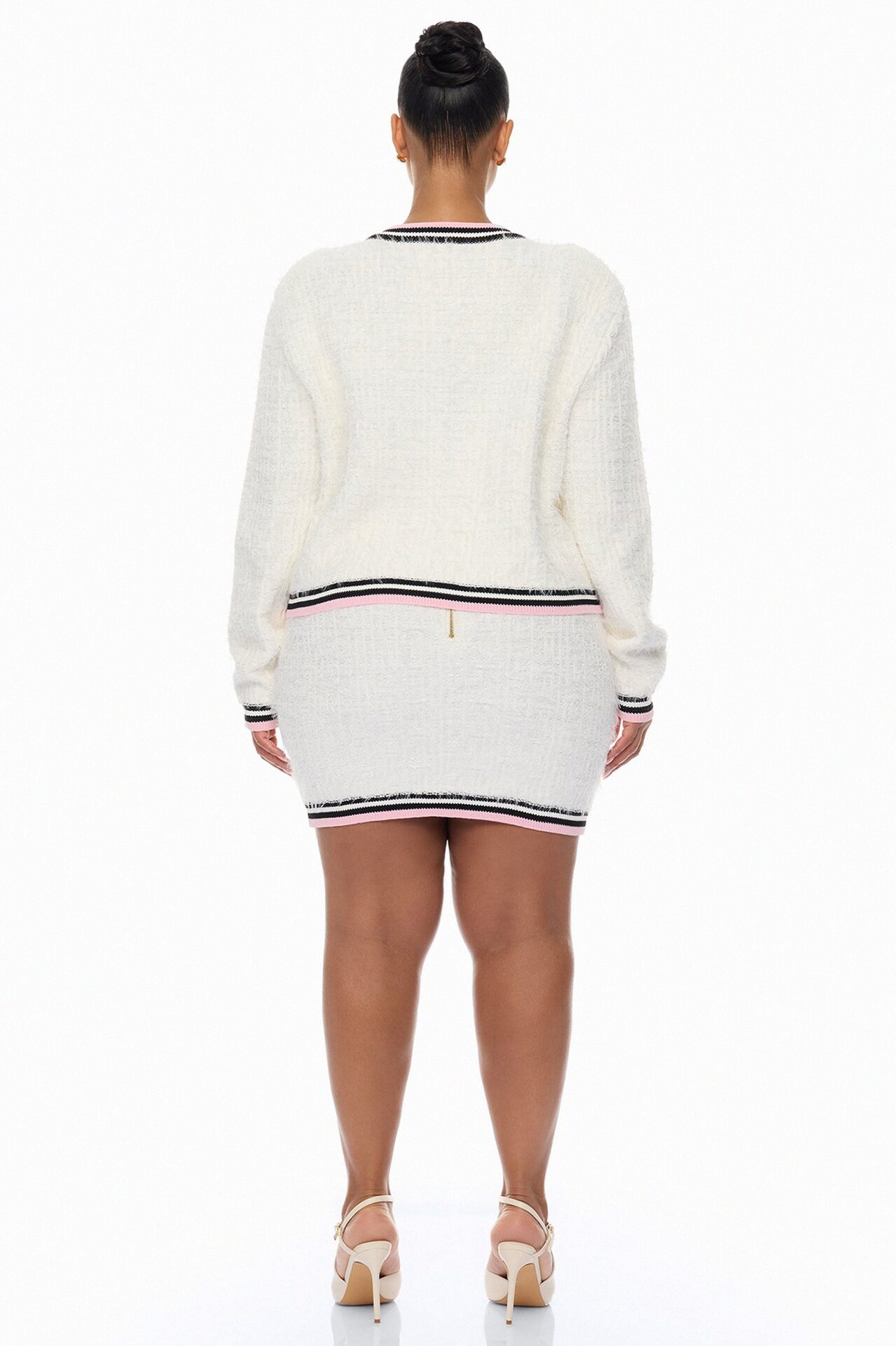 Haylee Tweed Skirt Set - White/combo