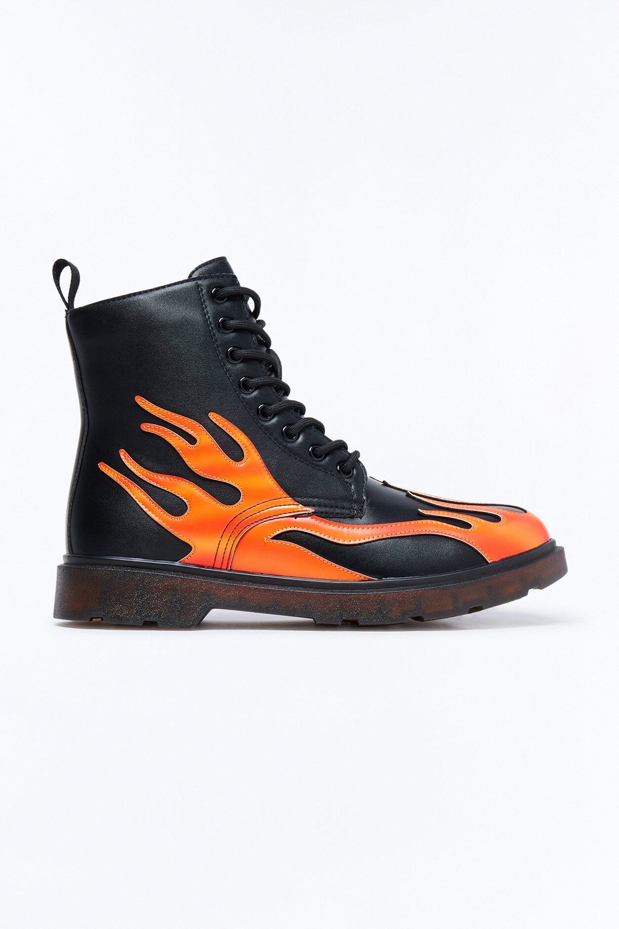 Heat Lace Up Chunky Combat Boot - Black