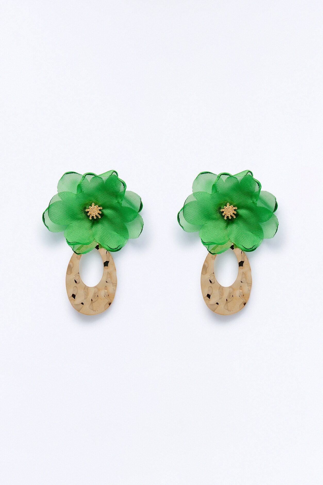 Petal Pops Drop Earrings - Gold/Green