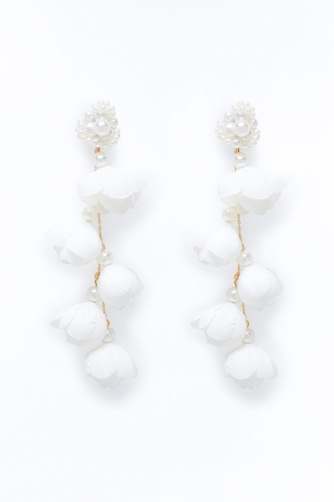 Petals And Pearls Drop Earrings - White