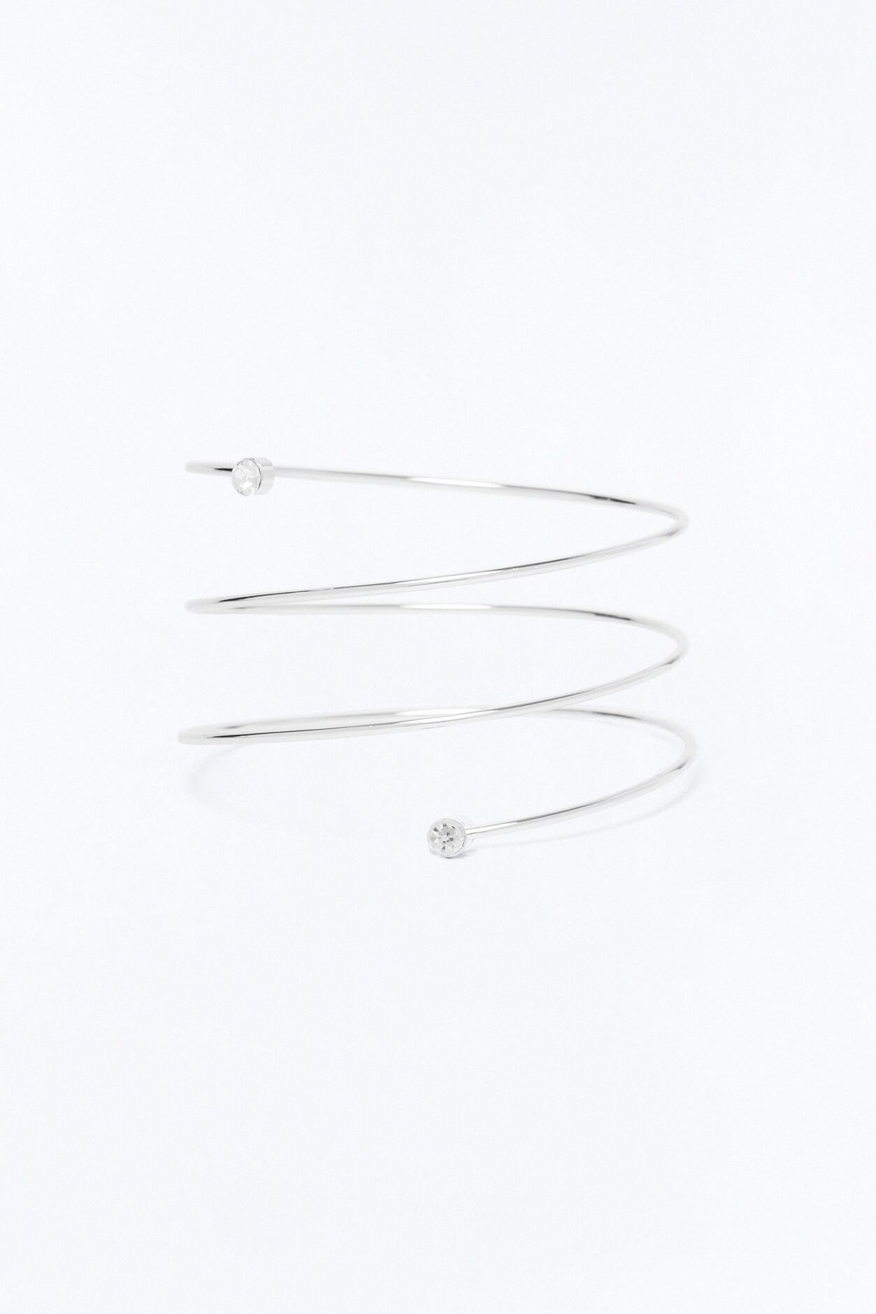 Simplicity Rhinestone Arm Cuff - Silver