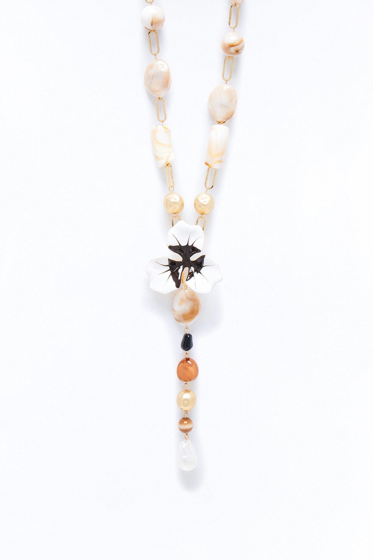 Roma Lariat Necklace - Ivory/combo