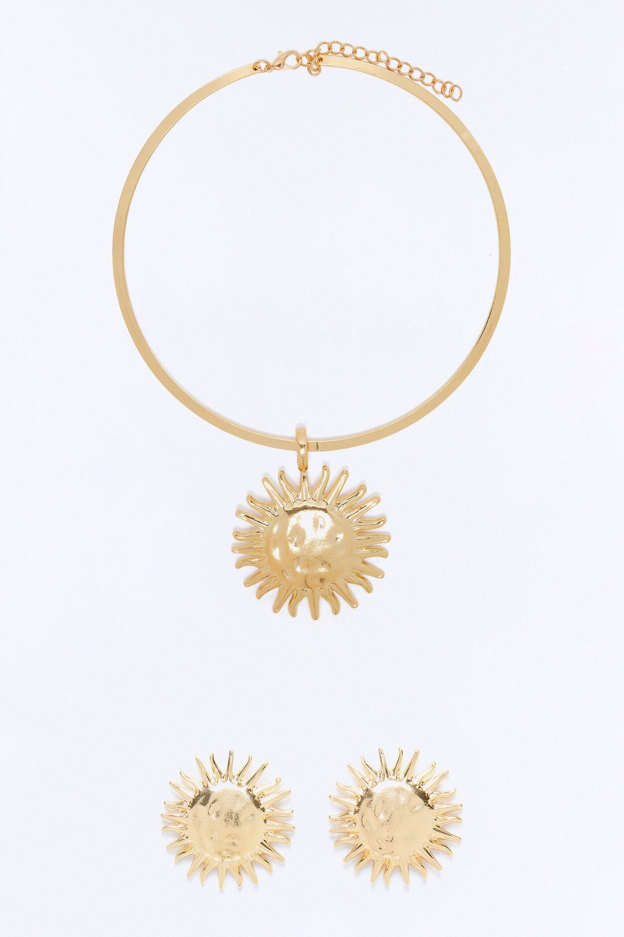 Sun Bathing Necklace And Earring Set - Gold