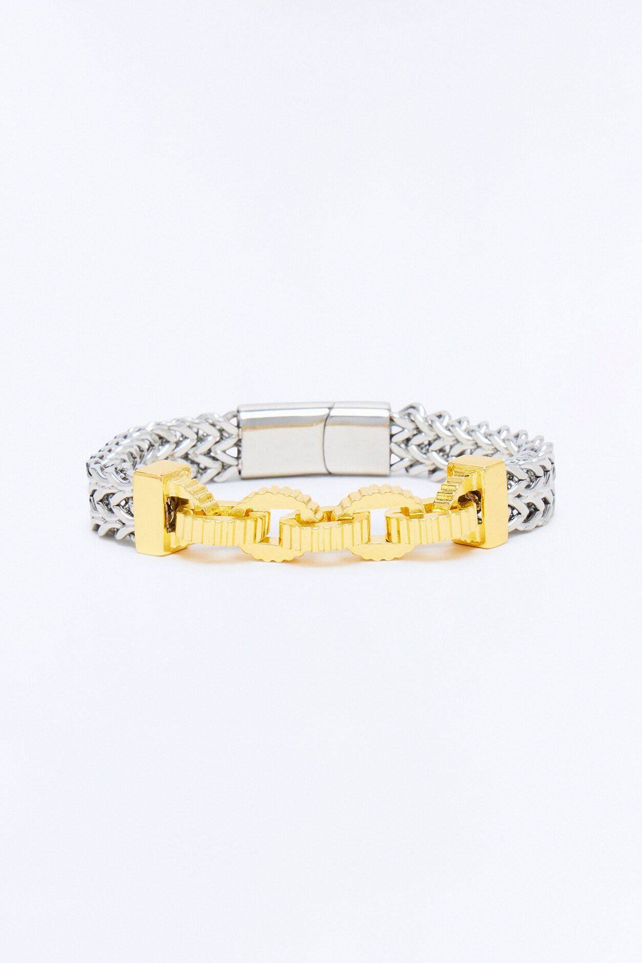 Two Tone Chain Link Bracelet - Silver/Combo