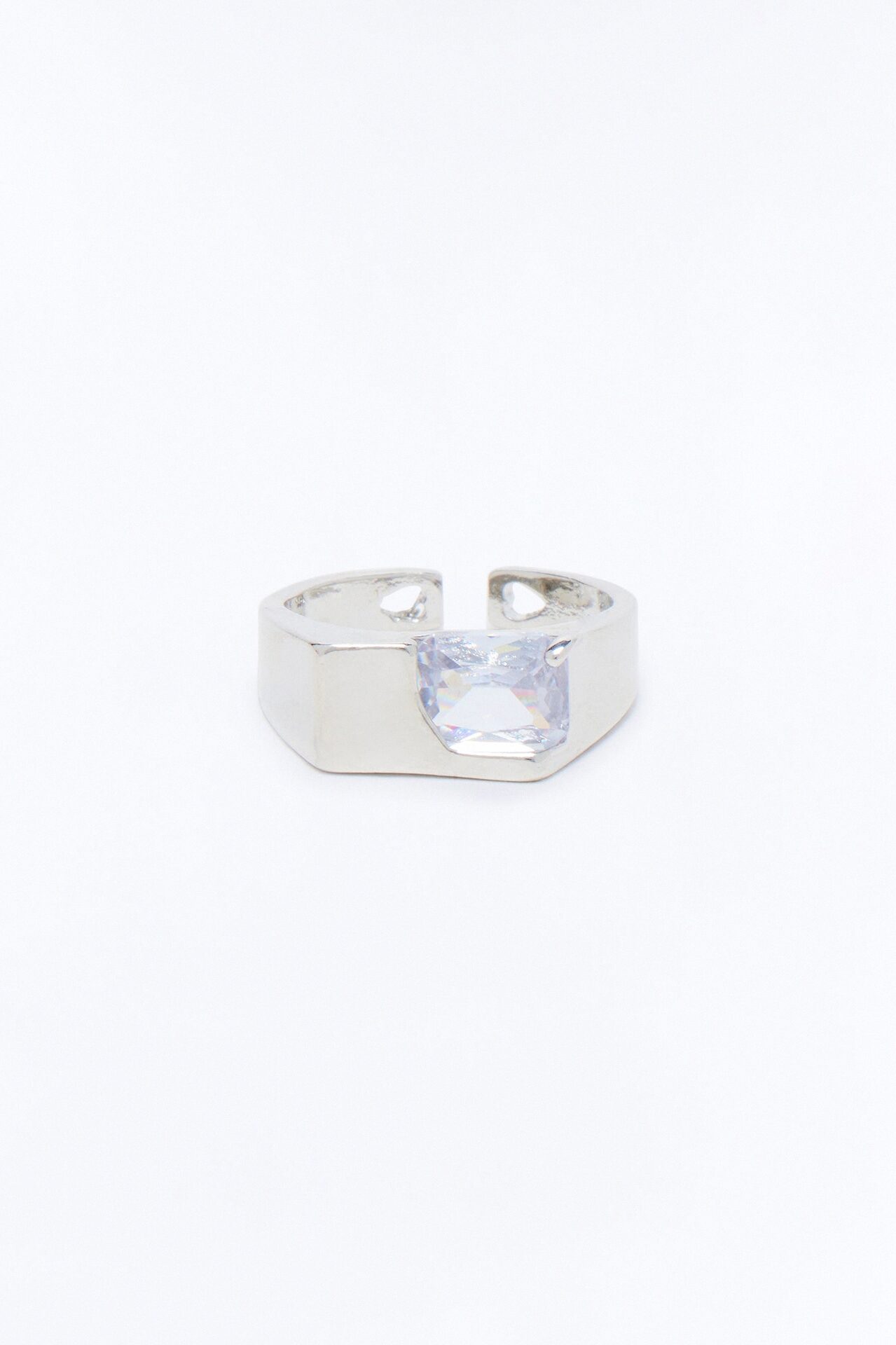 Melting Ice Geometric Ring - Silver