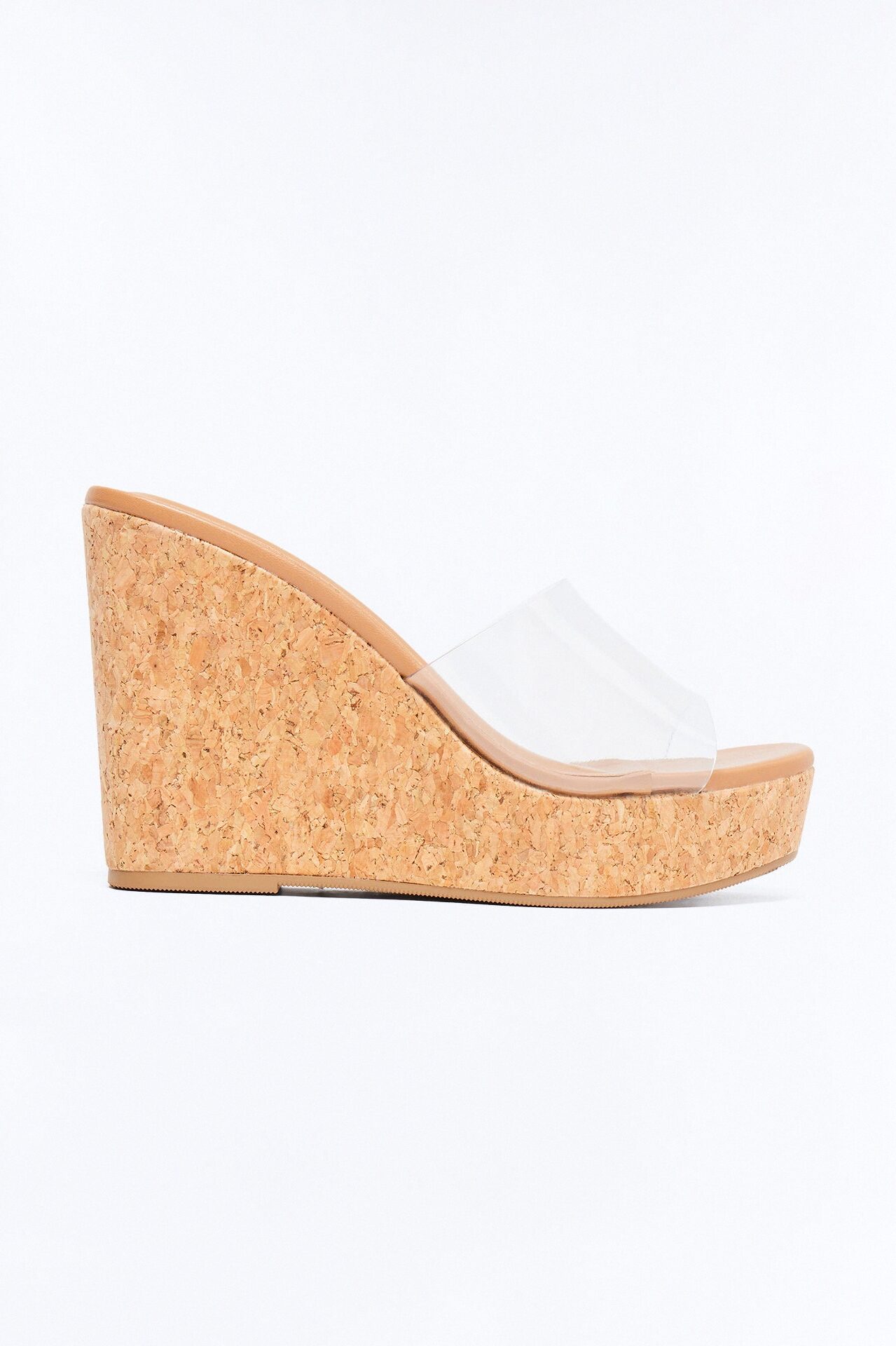 Alina Clear Cork Wedges - Clear