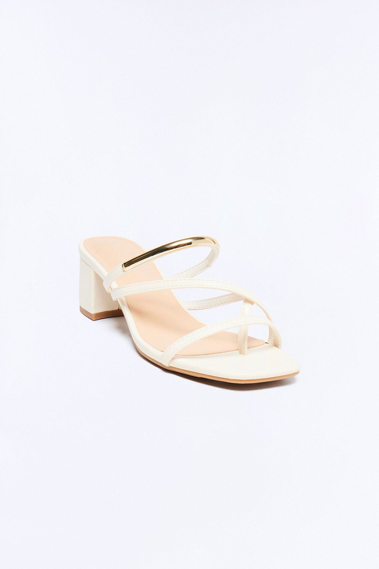 Livia Block Heel Mules - Cream