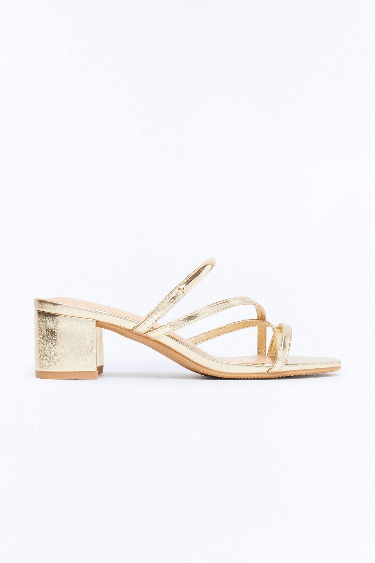 Livia Block Heel Mules - Gold