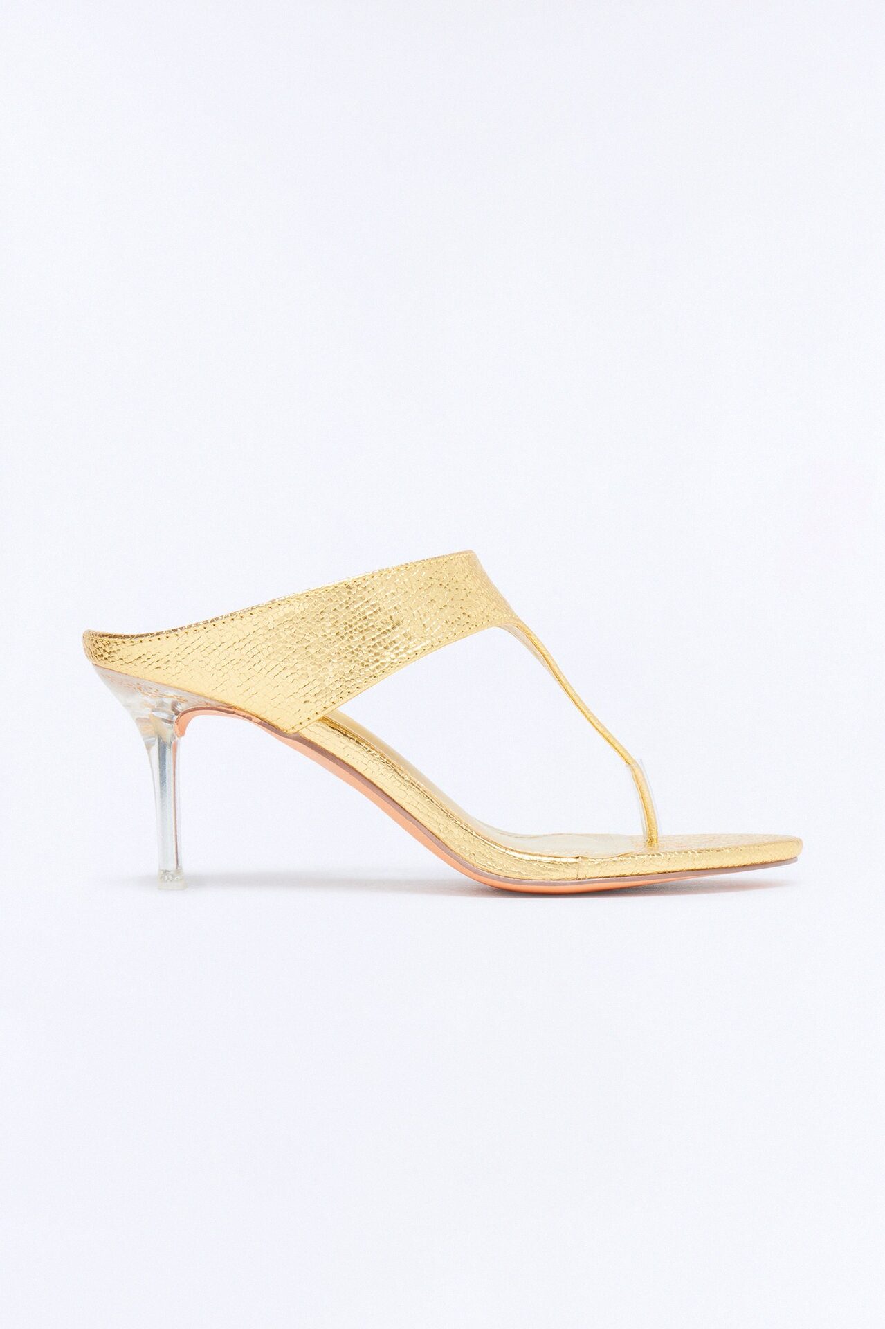Josefina Metallic Thong Heels - Gold