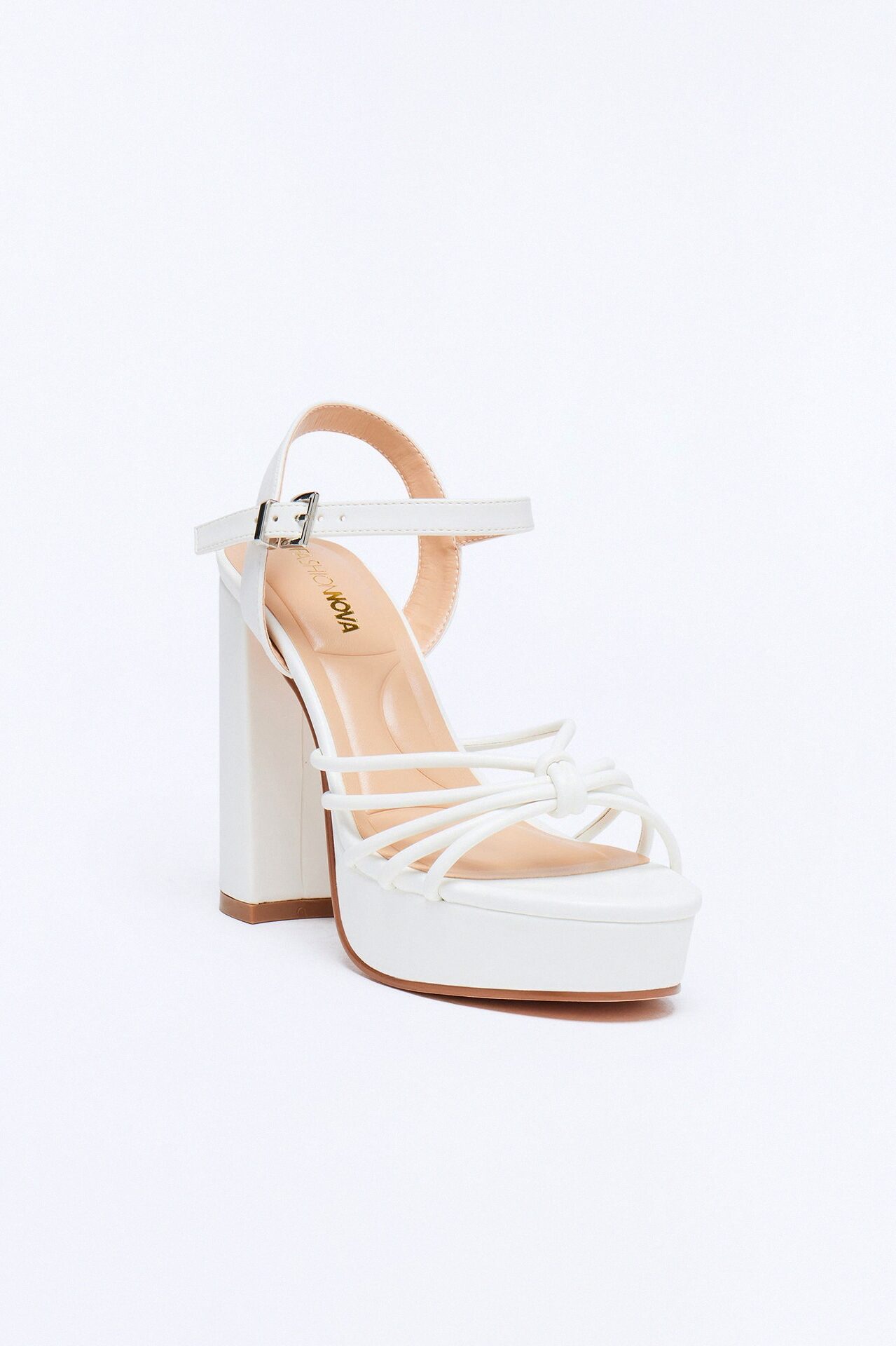 Shai Ankle Strap Platform Heels - White