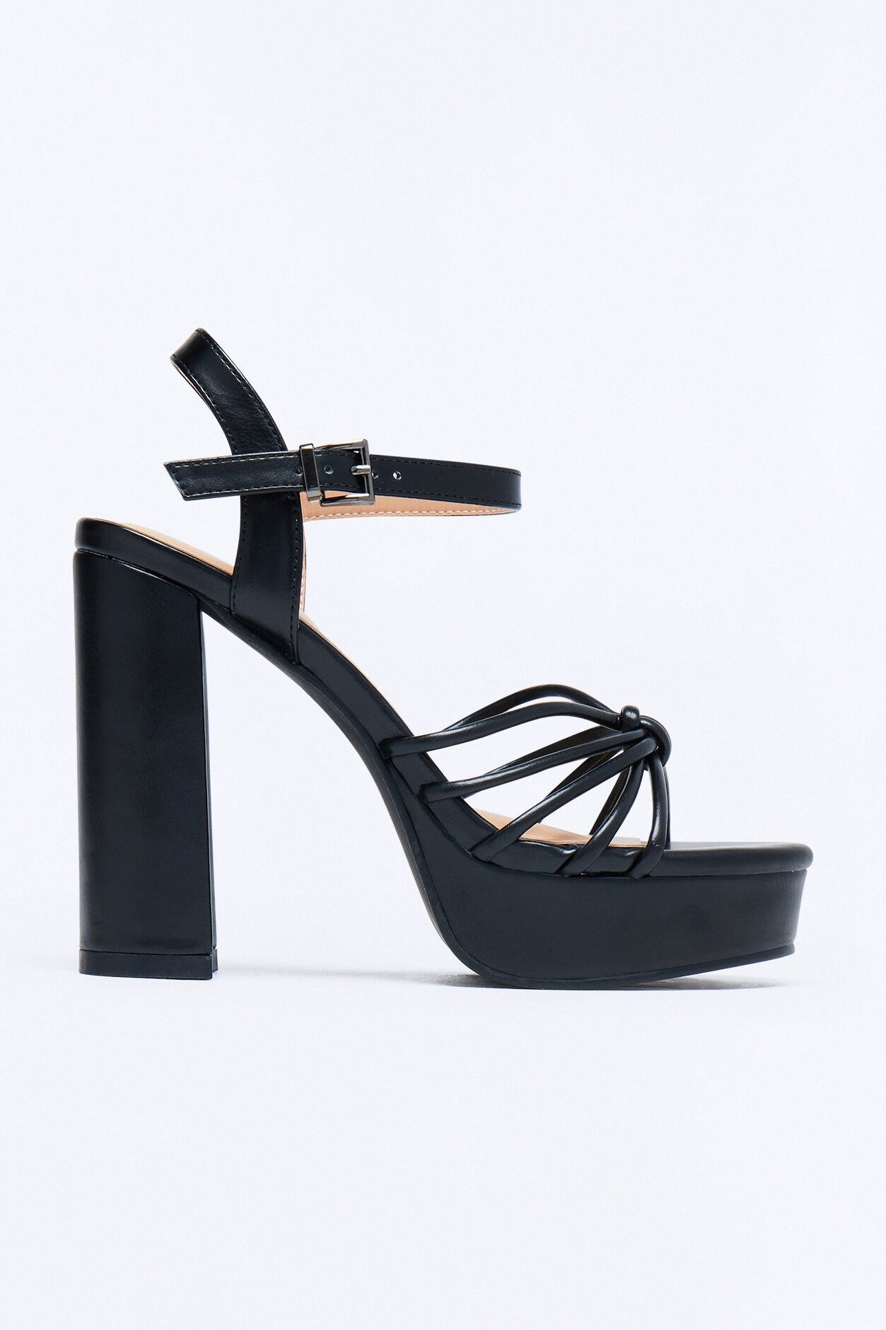 Shai Ankle Strap Platform Heels - Black