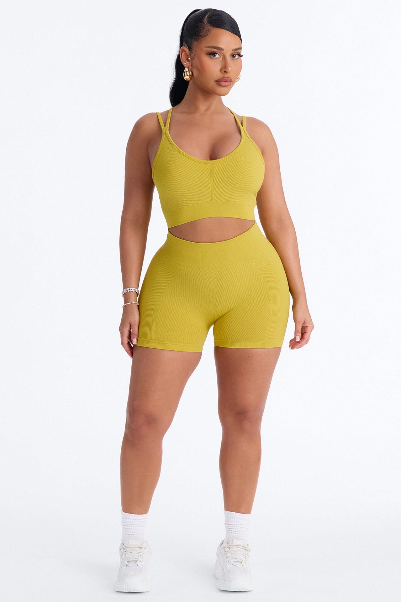 Tania Seamless Short Set - Chartreuse