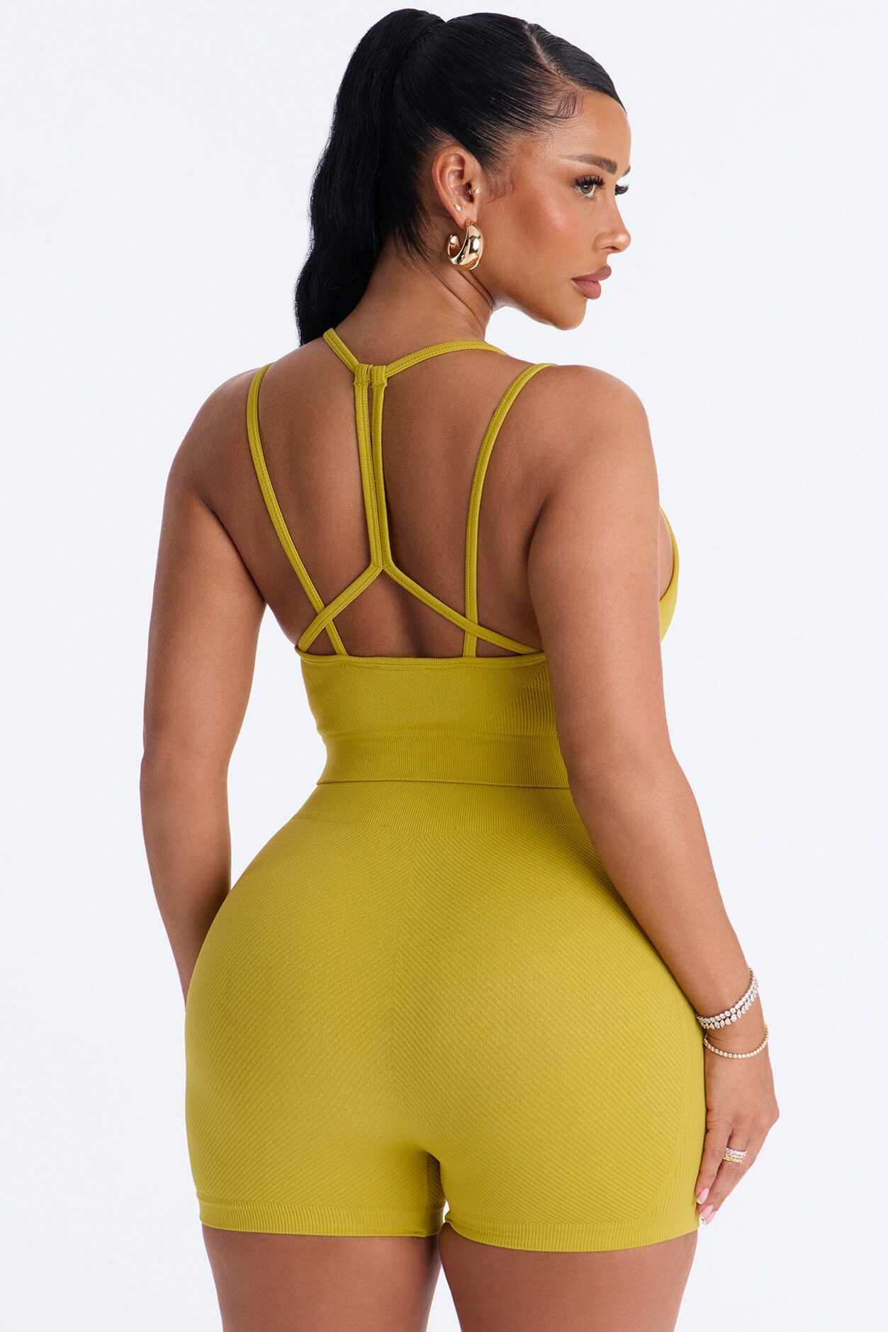 Tania Seamless Short Set - Chartreuse