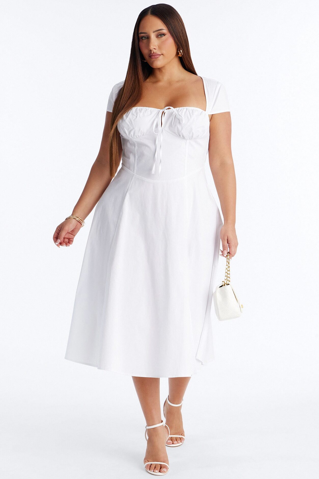 Juniper Cap Sleeve Midi Dress - White