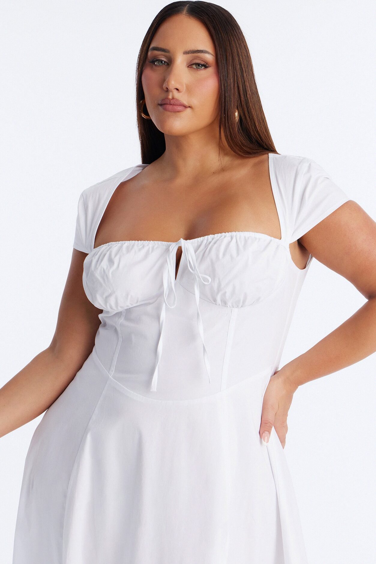 Juniper Cap Sleeve Midi Dress - White