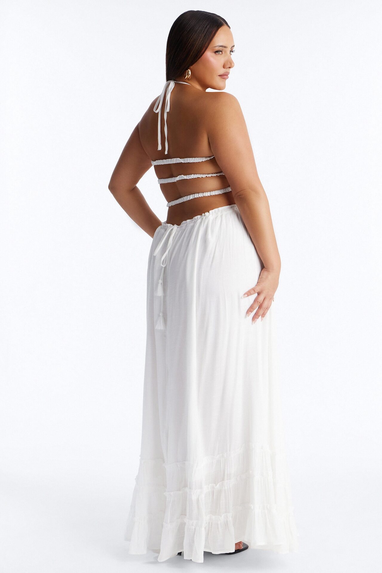 Eden Smocked Linen Maxi Dress - White