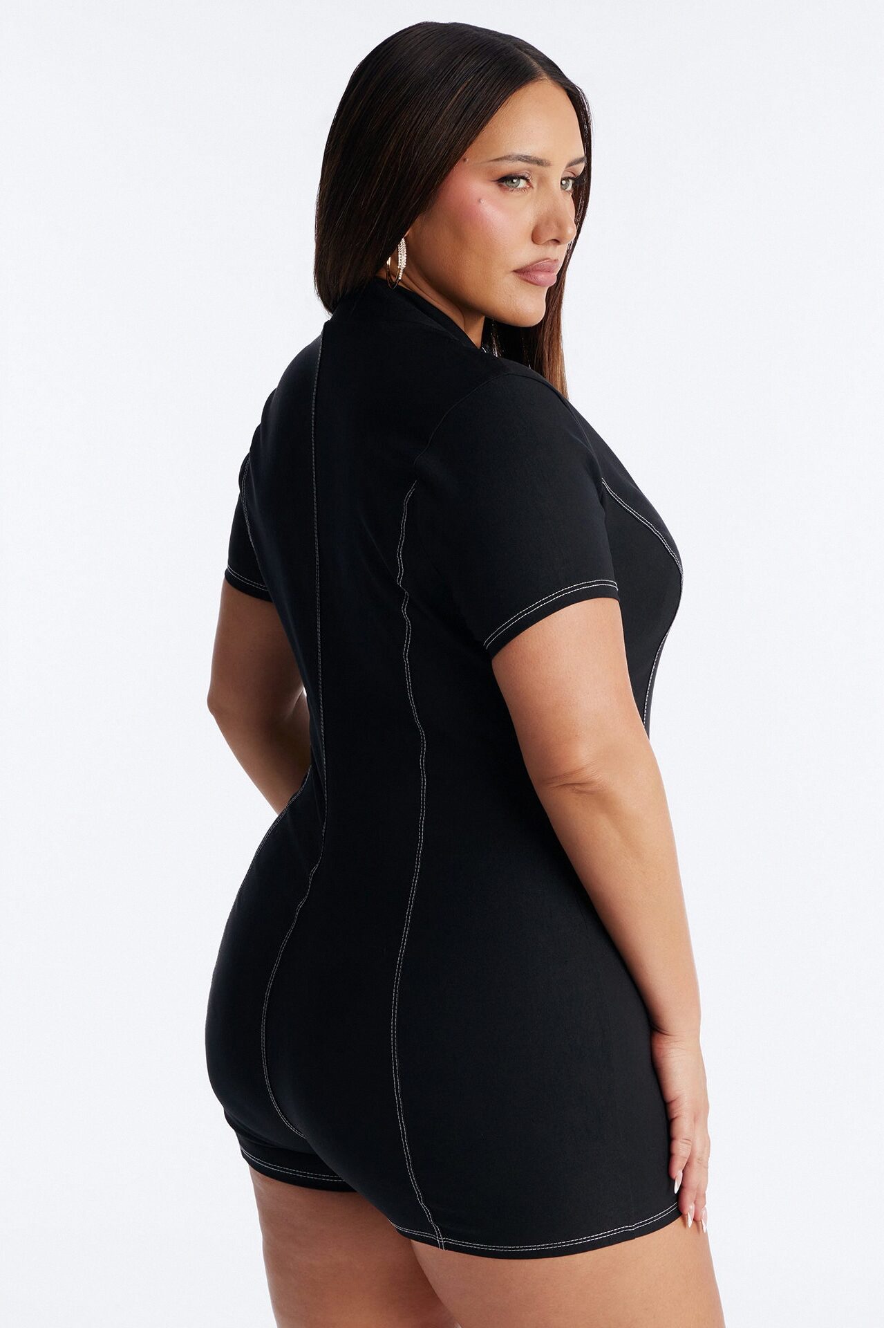 Brailey Zip Front Romper - Black