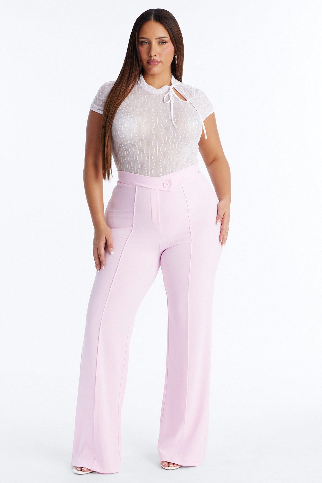 Call It Even Wide Leg Dress Pants - Light Pink
