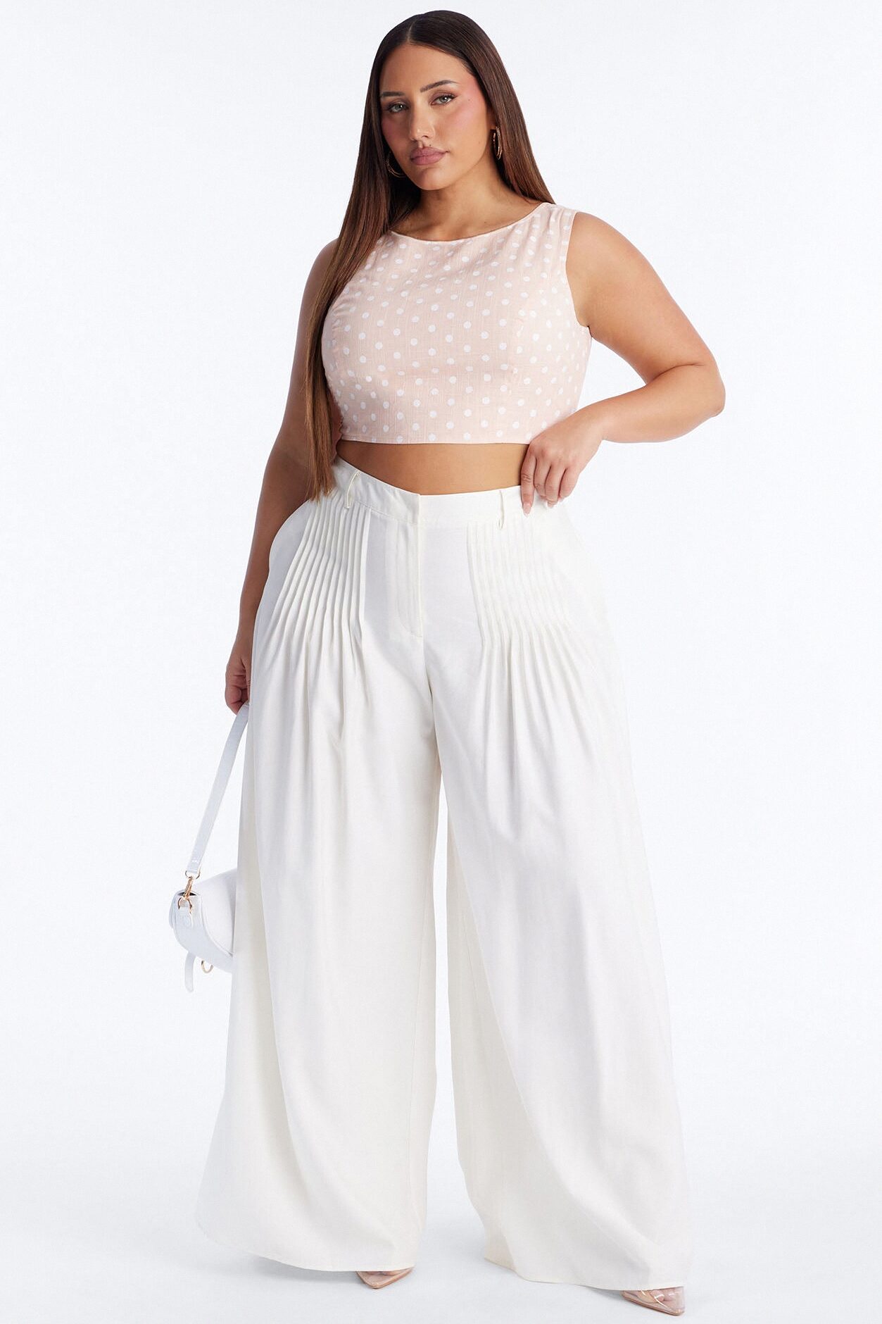 Settled In Pleated Wide Leg Pant 33″ - White