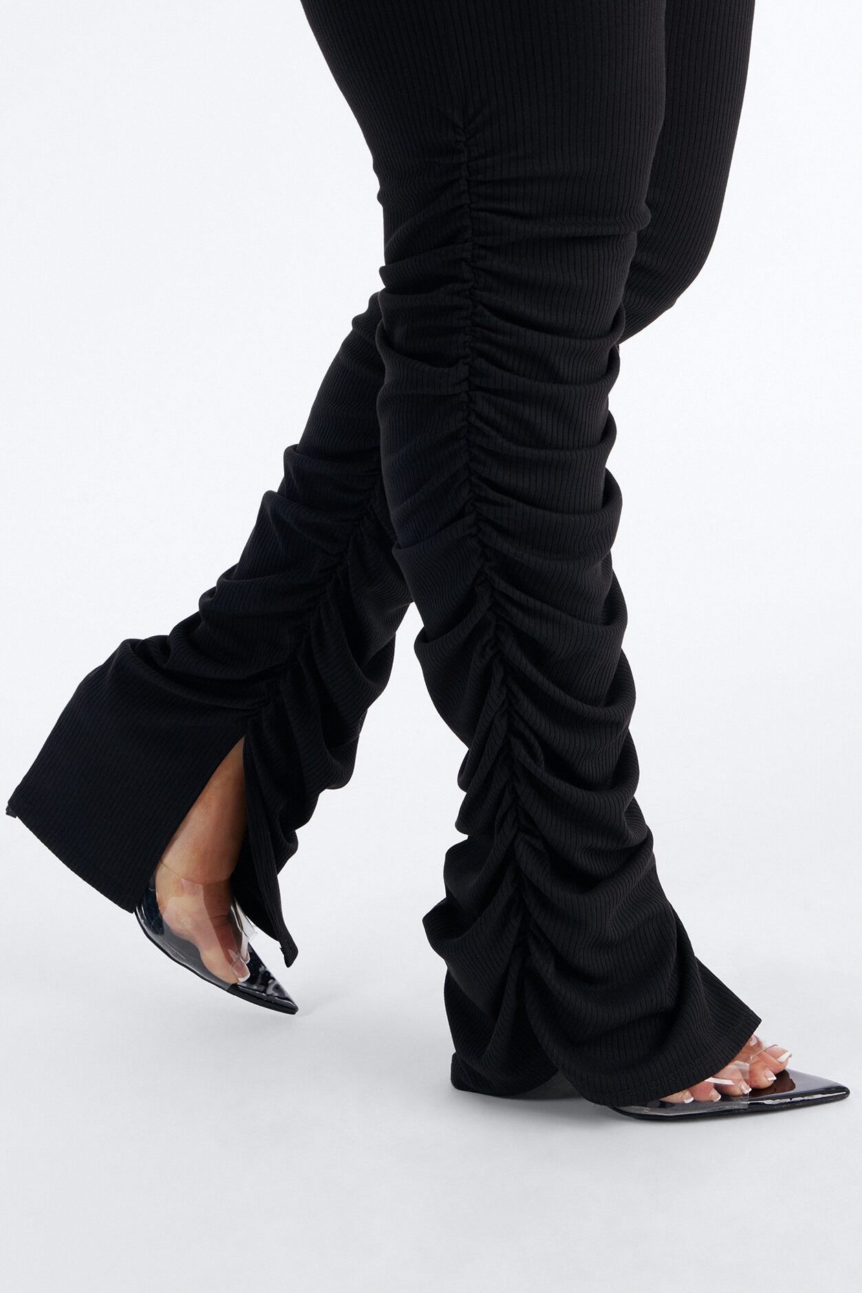 Georgia High Rise Ribbed Stacked Legging - Black