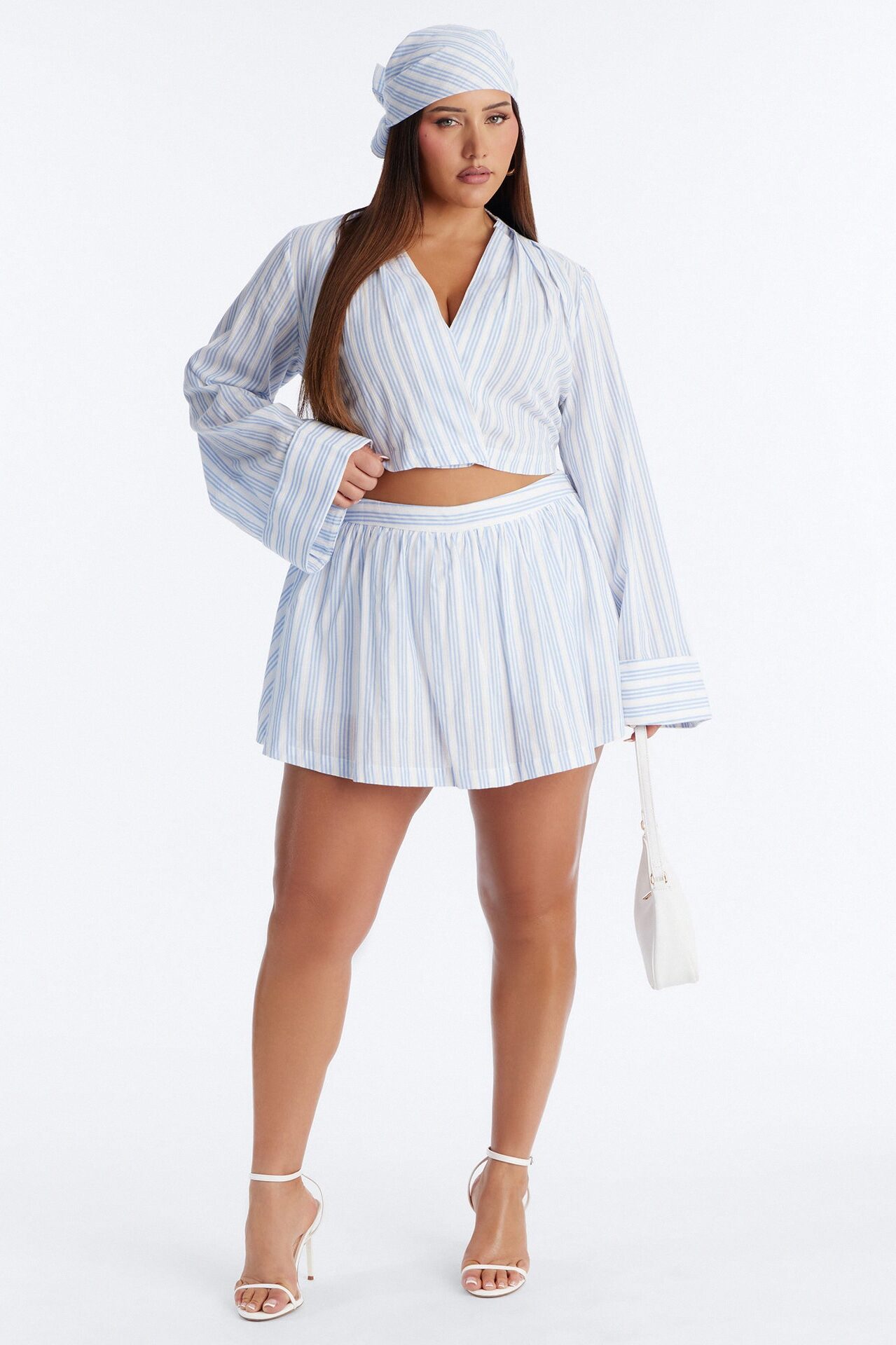 Adrianna Striped 3 Piece Mini Skirt Set - Blue/combo