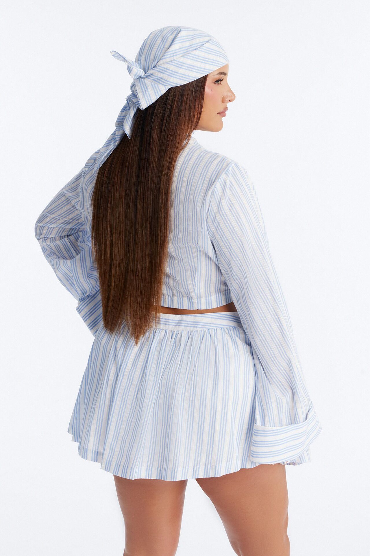 Adrianna Striped 3 Piece Mini Skirt Set - Blue/combo