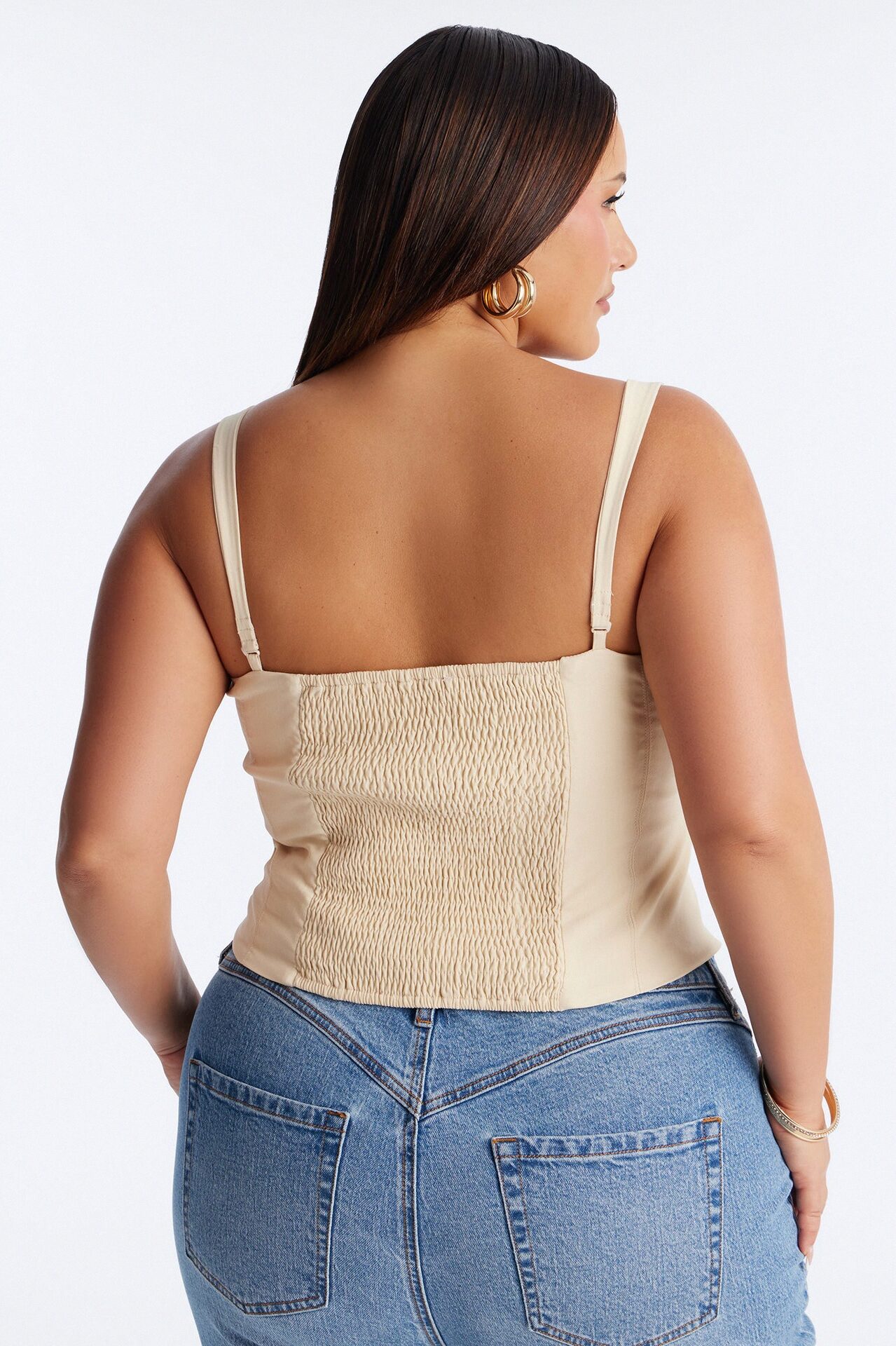 Classic Babe Smocked Tank Top - Beige