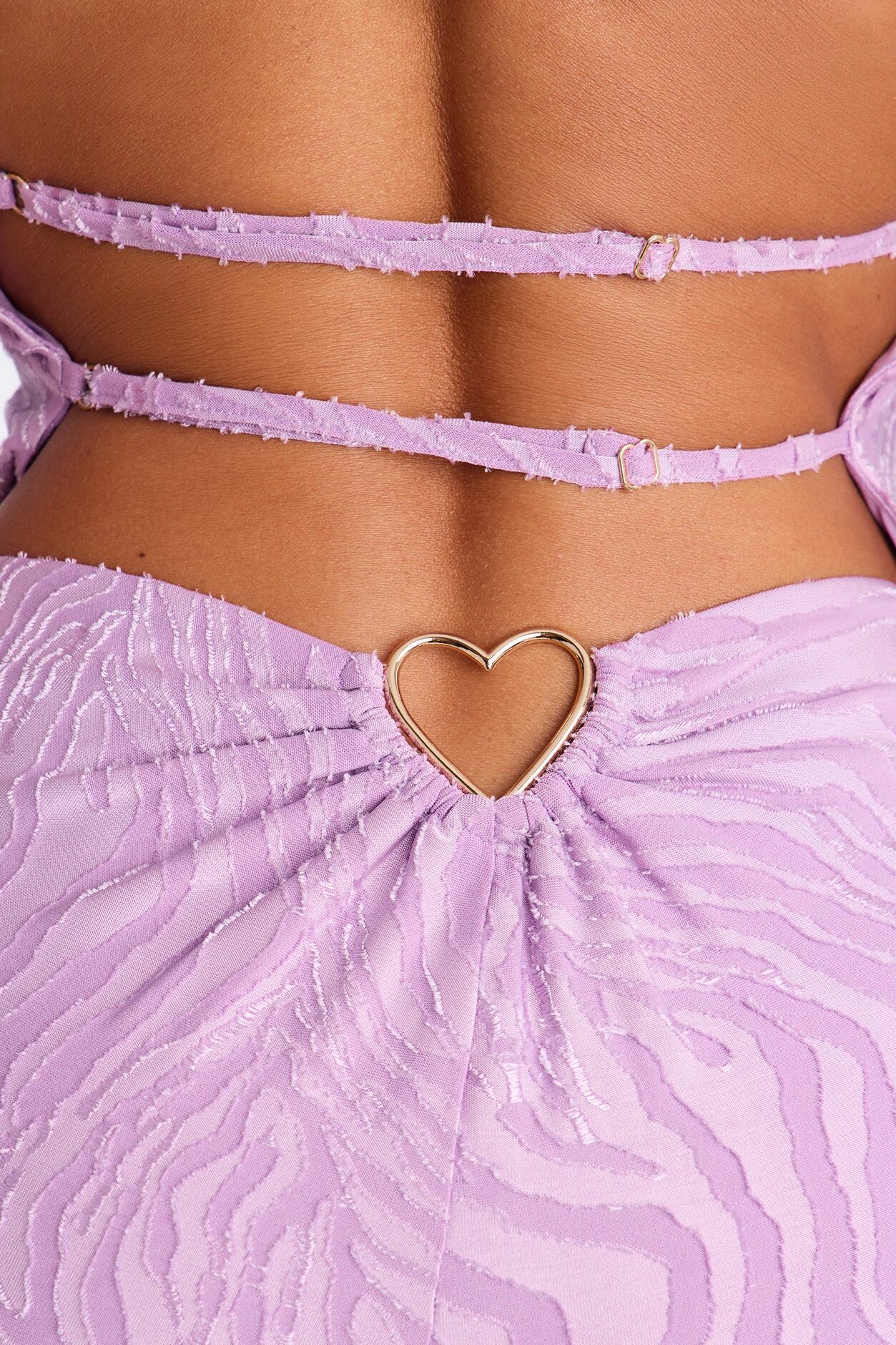 So In Love Textured Halter Flare Pant Set - Lilac