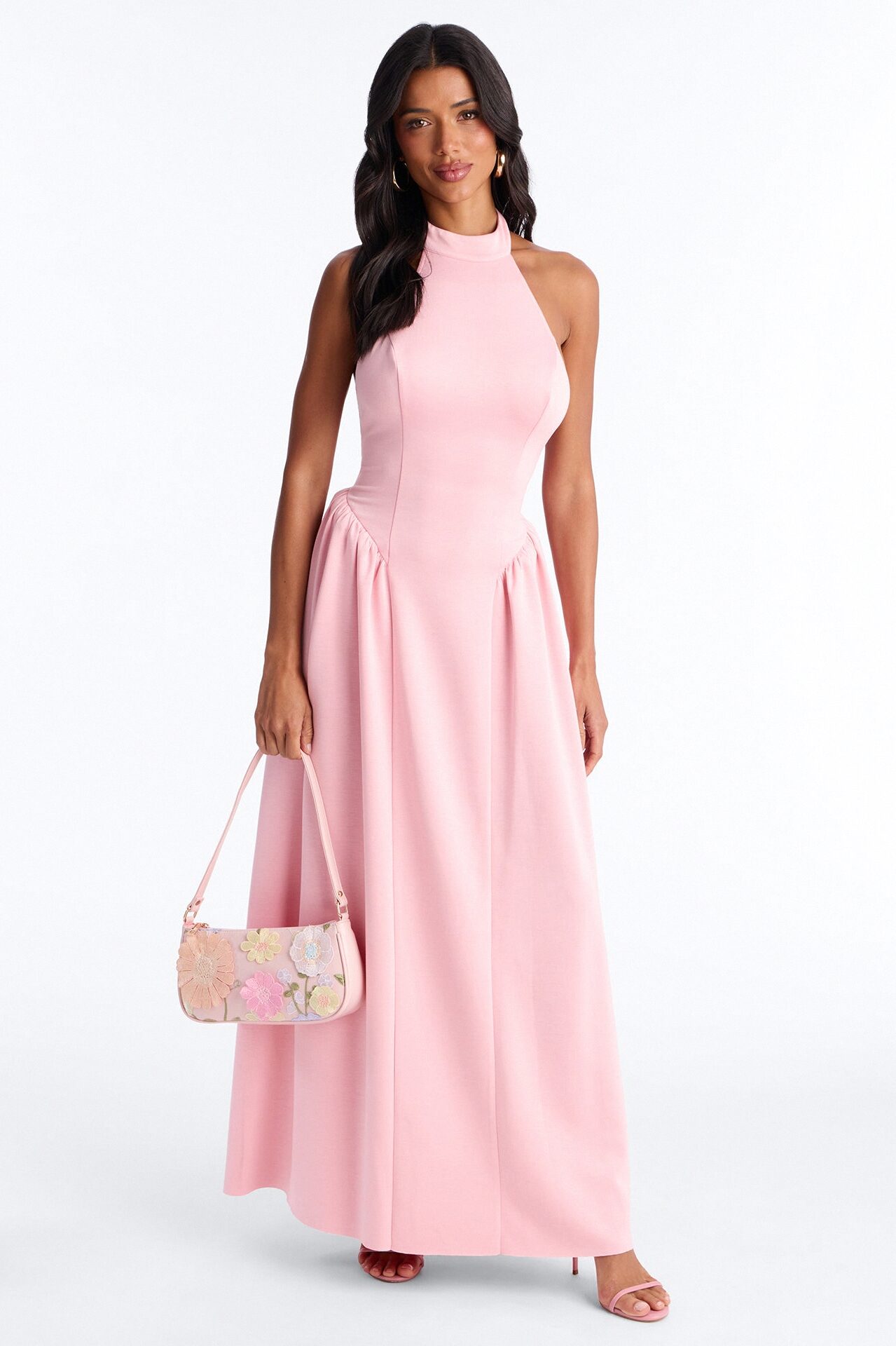Freya Backless Halter Gown - Pink