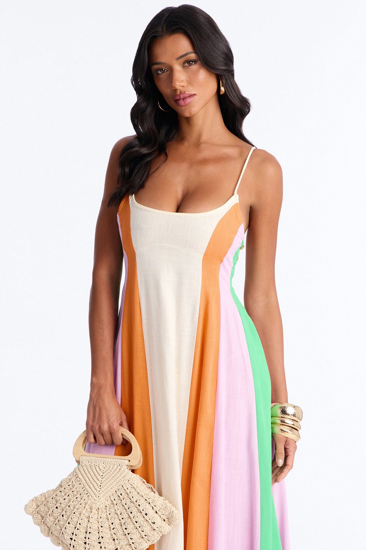 Sweet Energy Linen Maxi Dress - Cream/combo
