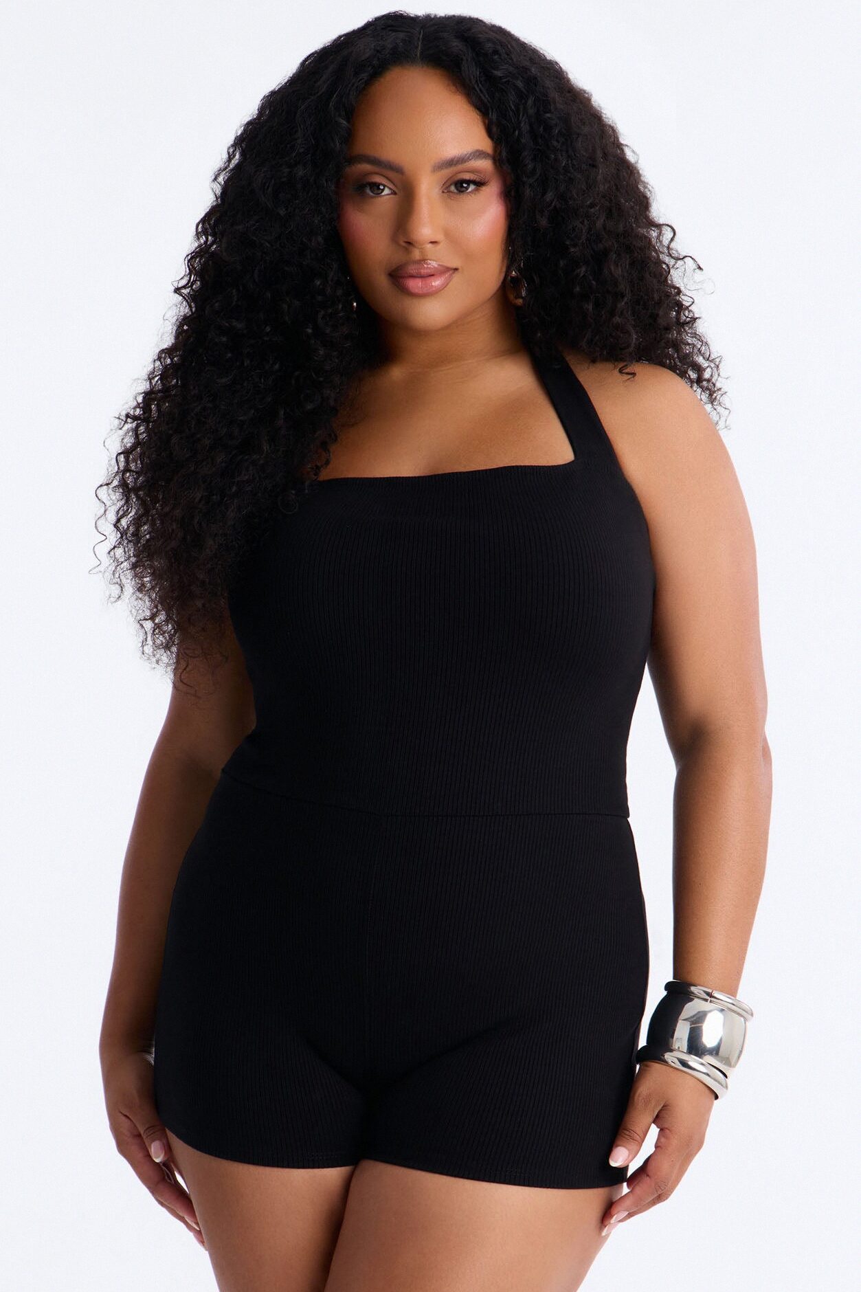Kennedy Snatched Halter Romper - Black