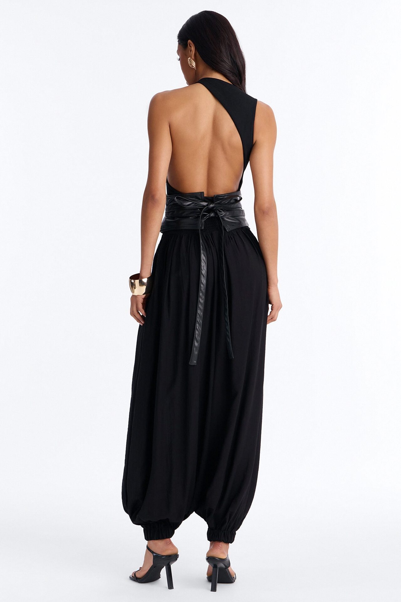 Tiana 3 Piece Belted Balloon Pant Set - Black