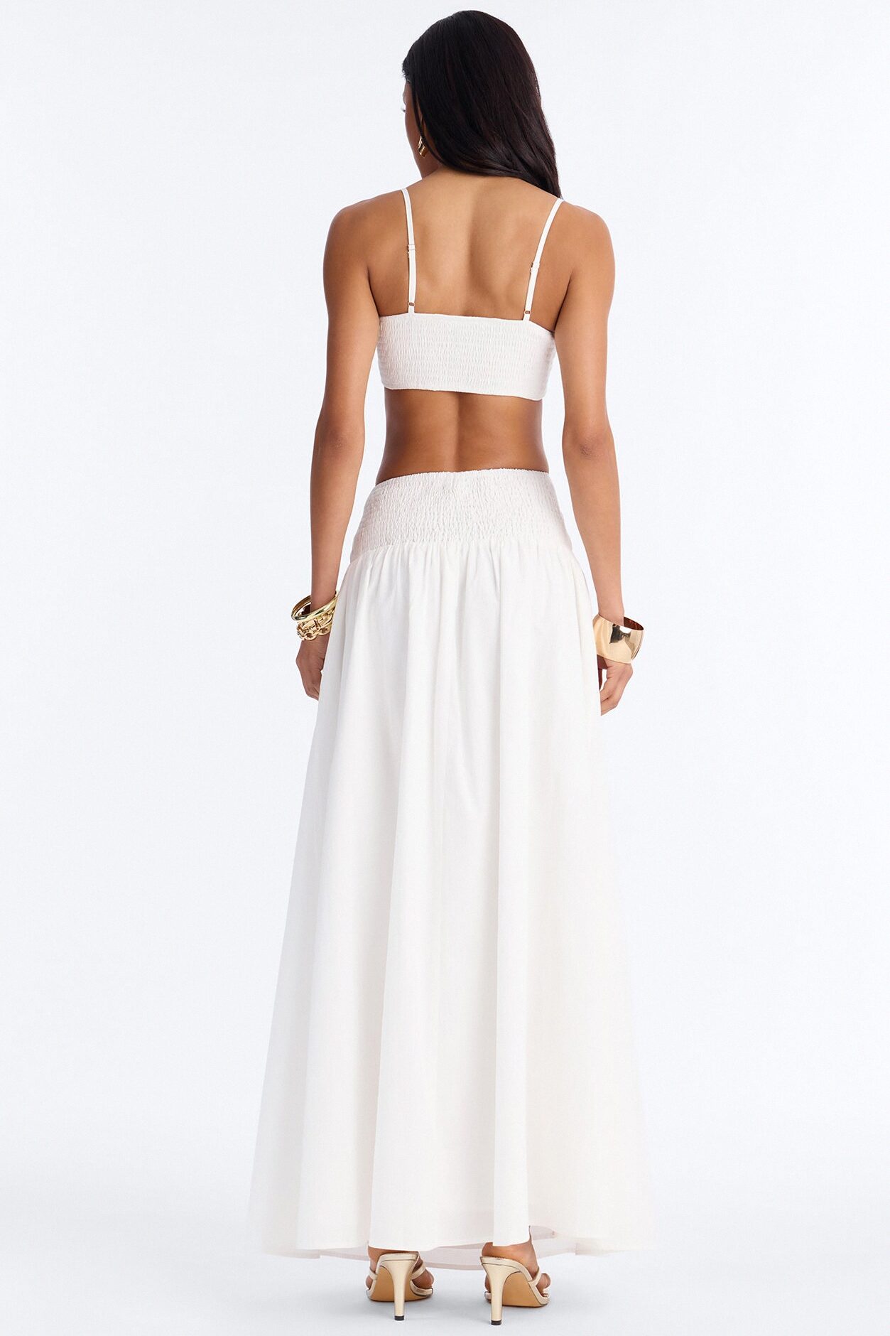 Brigitte Poplin Drop Waist Maxi Skirt - White