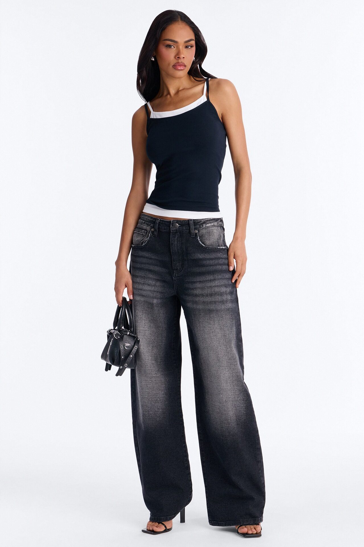 Soho Babe Double Layered Cami Top - Black/White