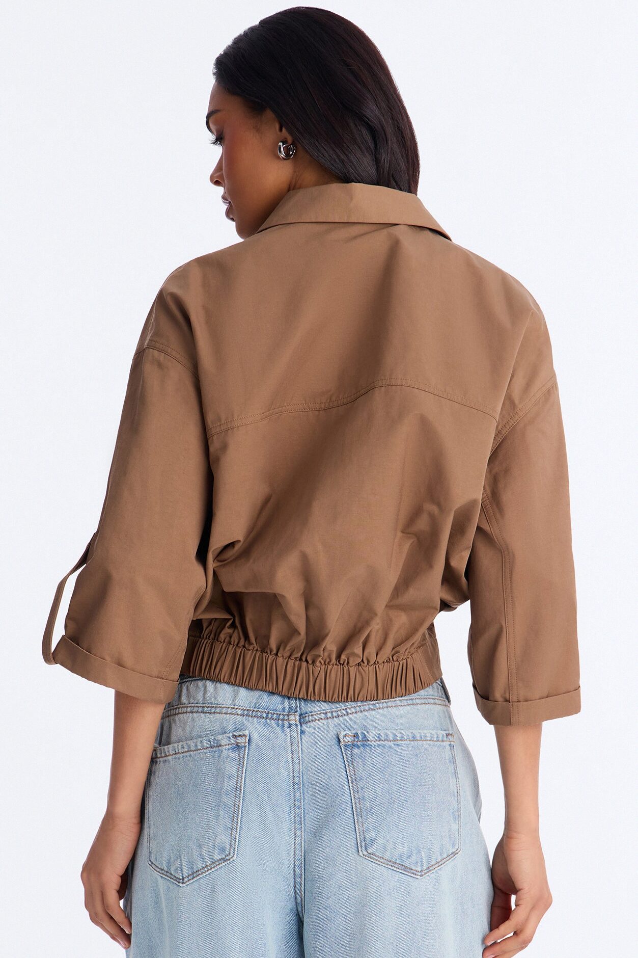 Plans Made Oversized Airflow Shirt - Brown
