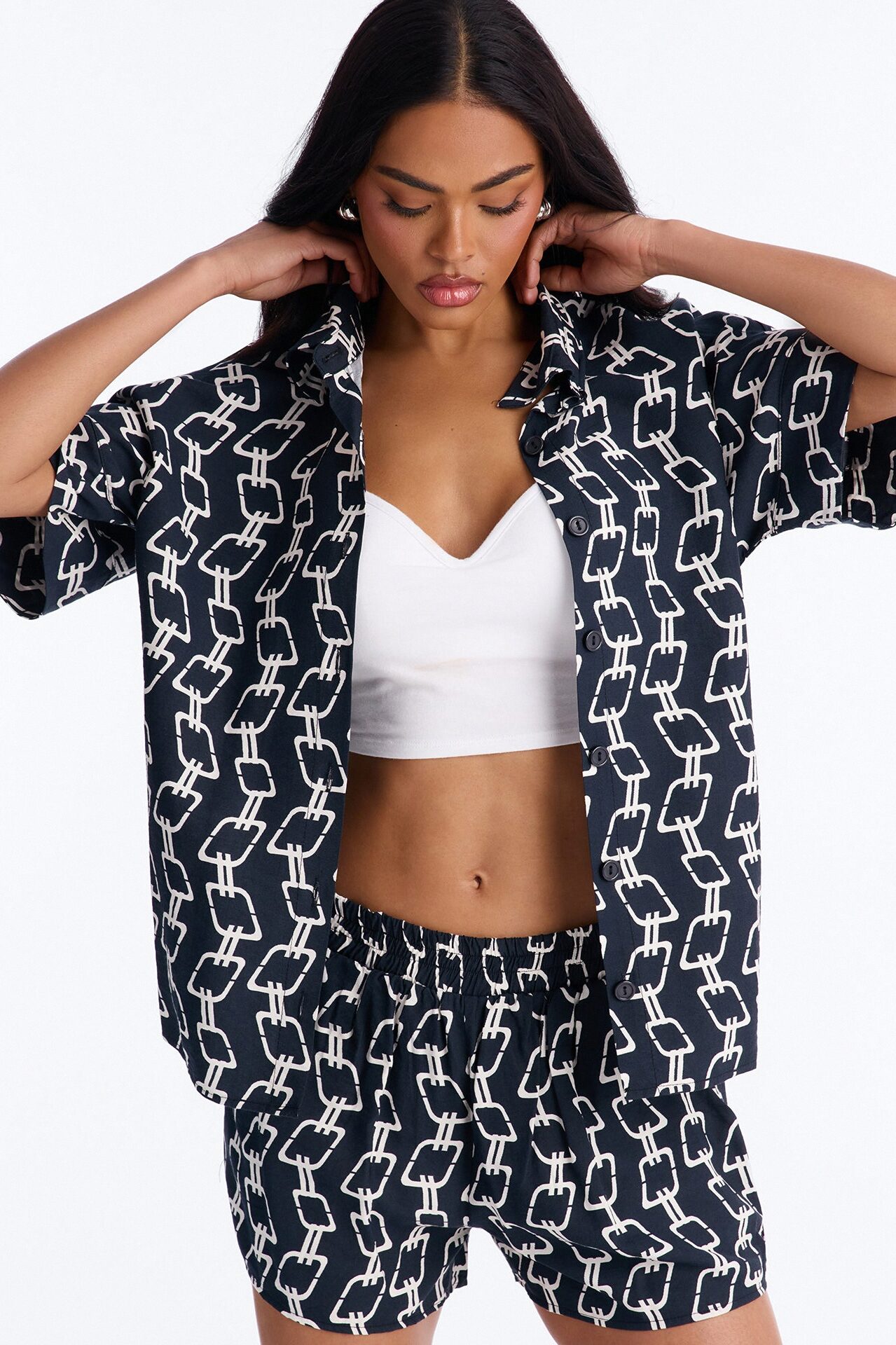 Chain Reaction Short Set - Black/White