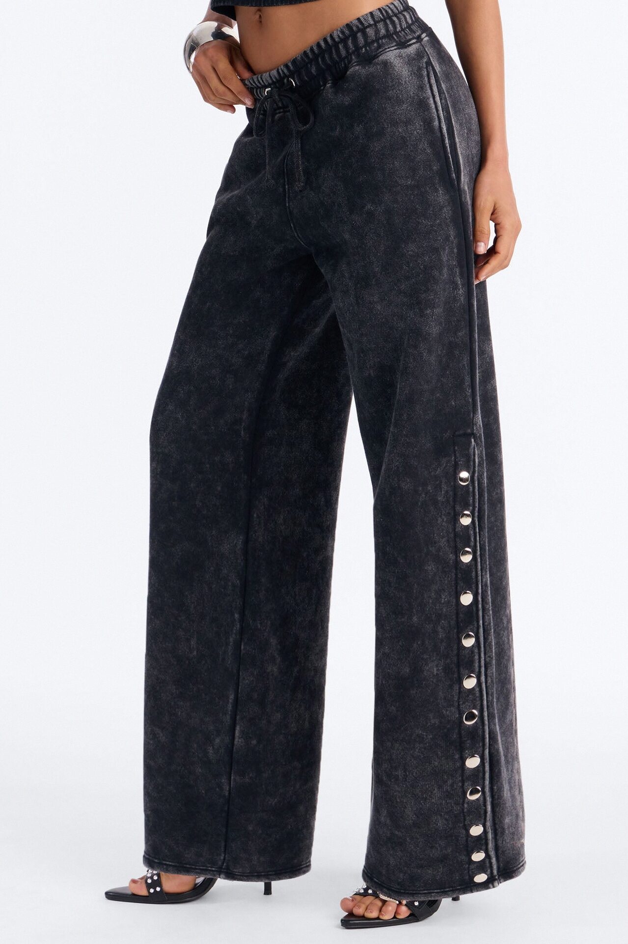 More Than A Studded Fleece Pant Set - Black