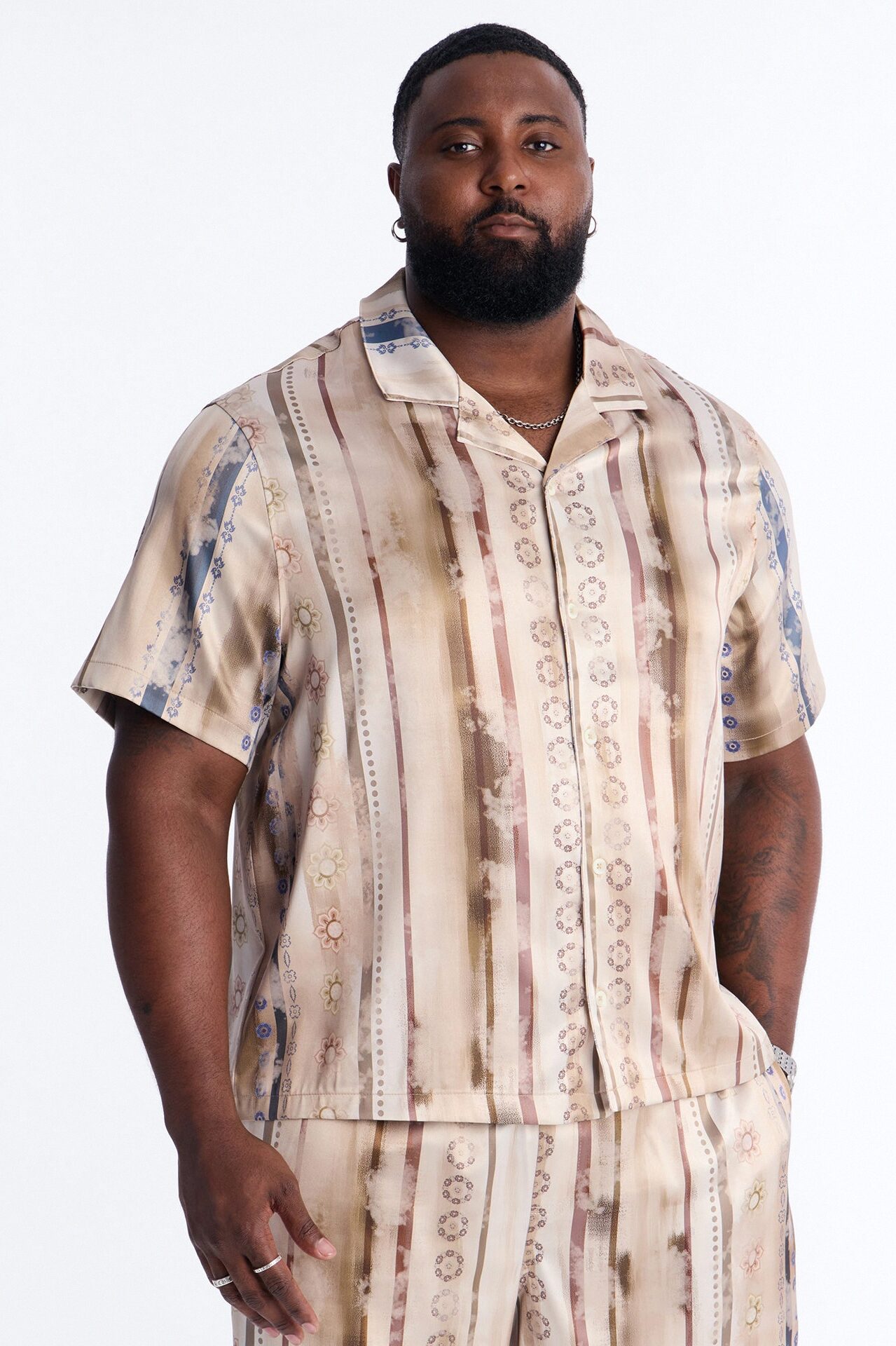 Rosewood Cuban Collar Button Up Shirt - Brown