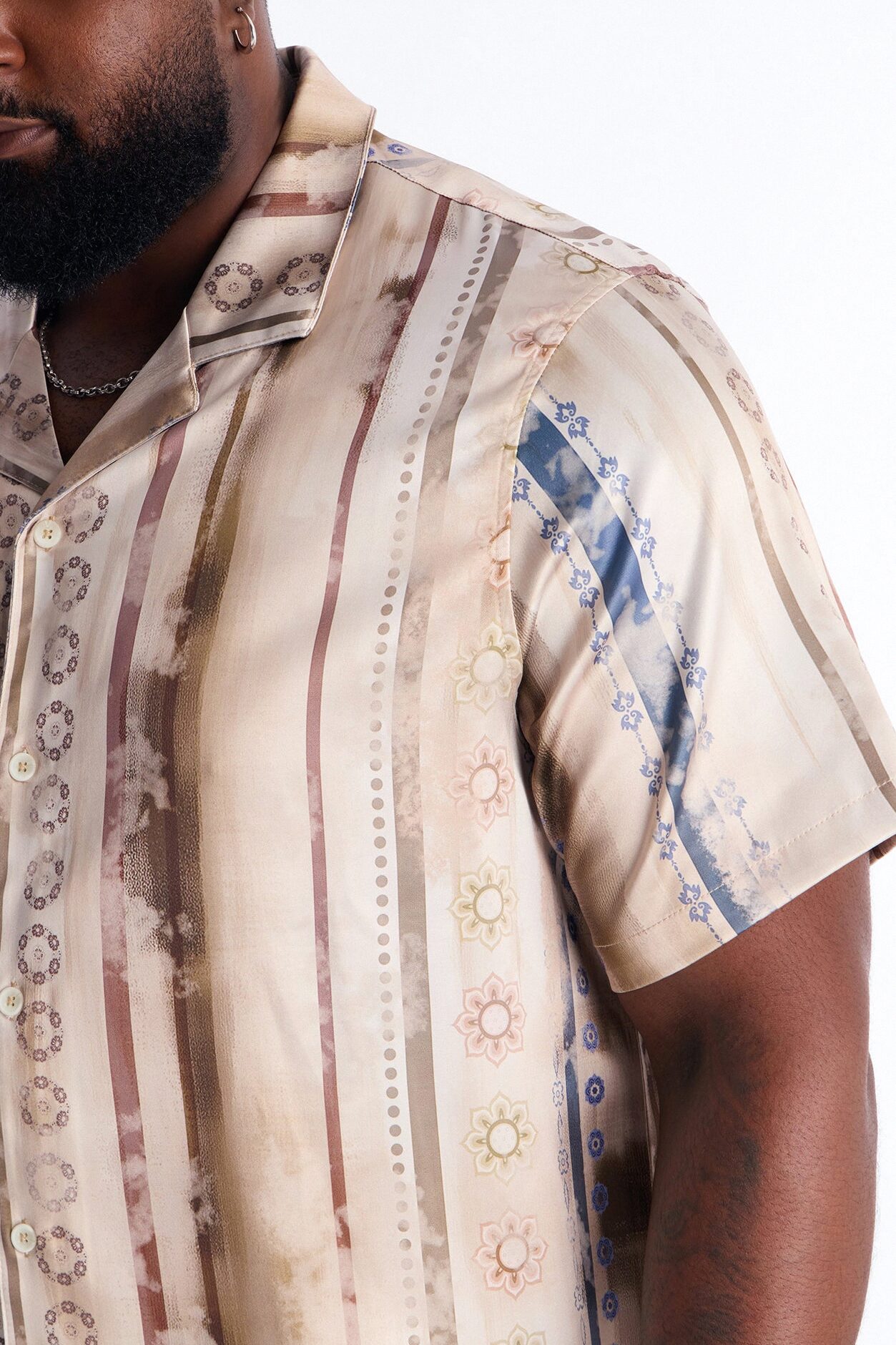 Rosewood Cuban Collar Button Up Shirt - Brown