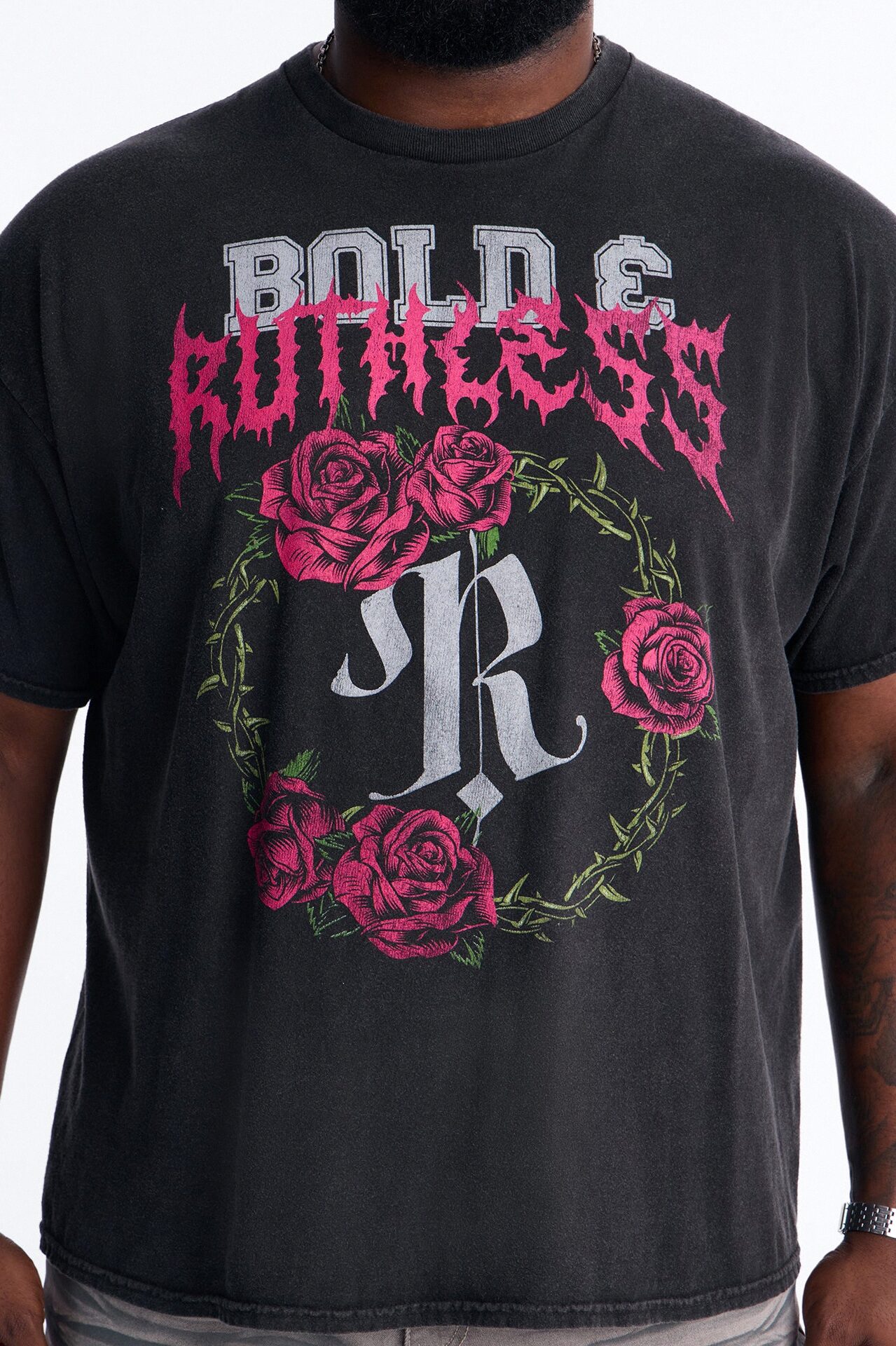 Bold And Ruthless Oversized Short Sleeve Tee - Black