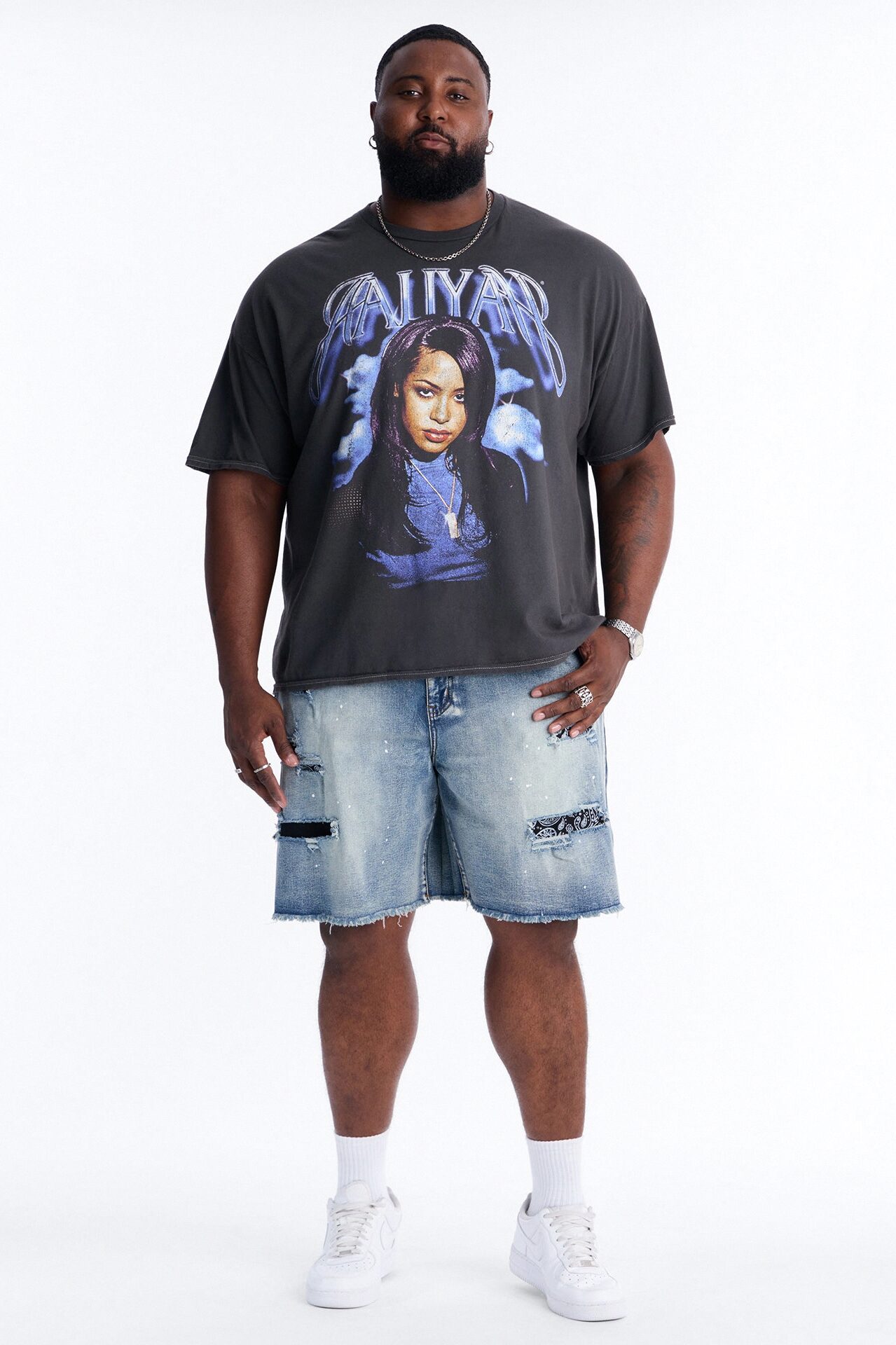 Relaxed Paisley District Denim Short - Medium Blue Wash