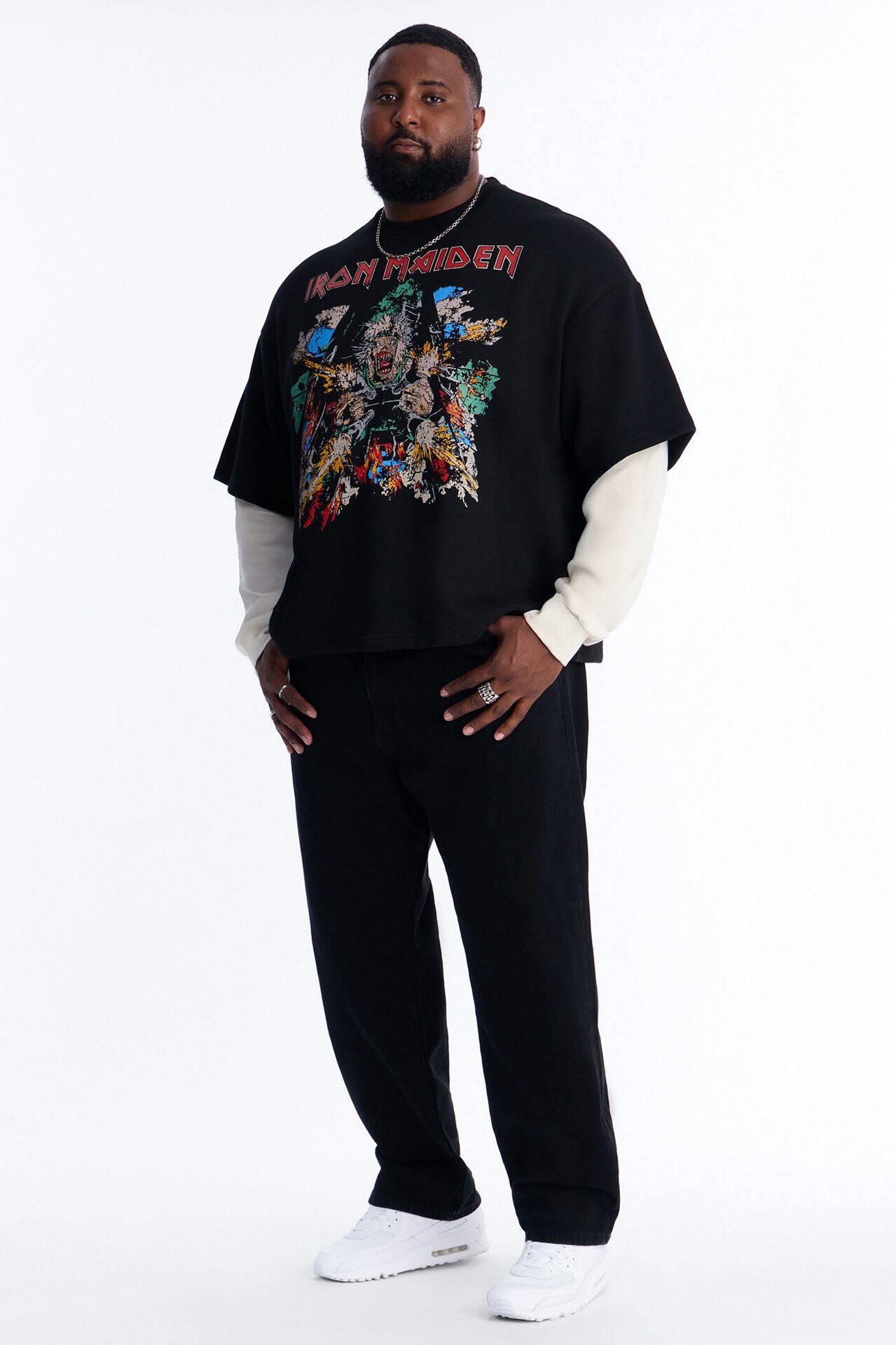 Iron Maiden Tailgunner Oversized Fleece Twofer - Black Wash