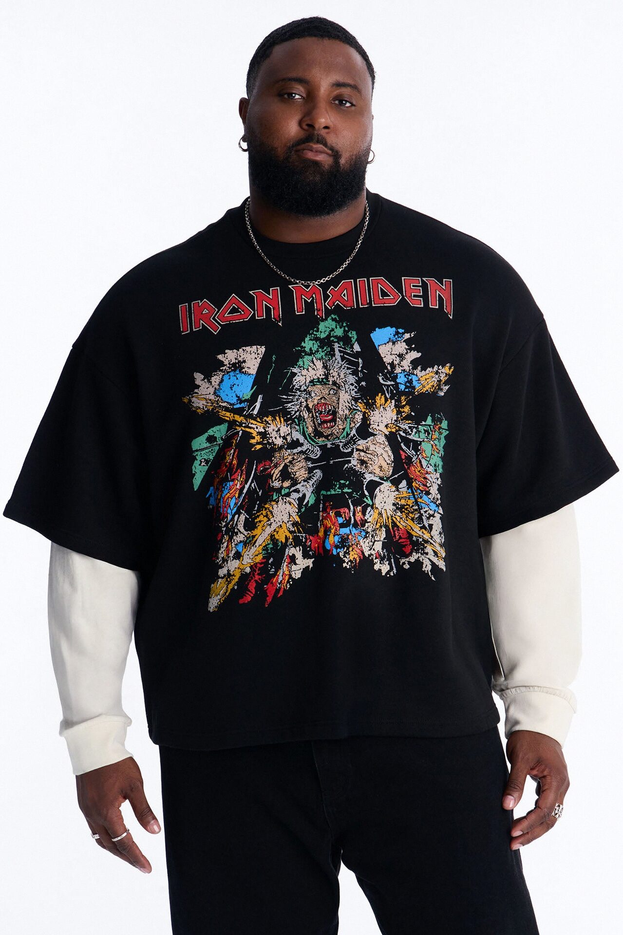 Iron Maiden Tailgunner Oversized Fleece Twofer - Black Wash