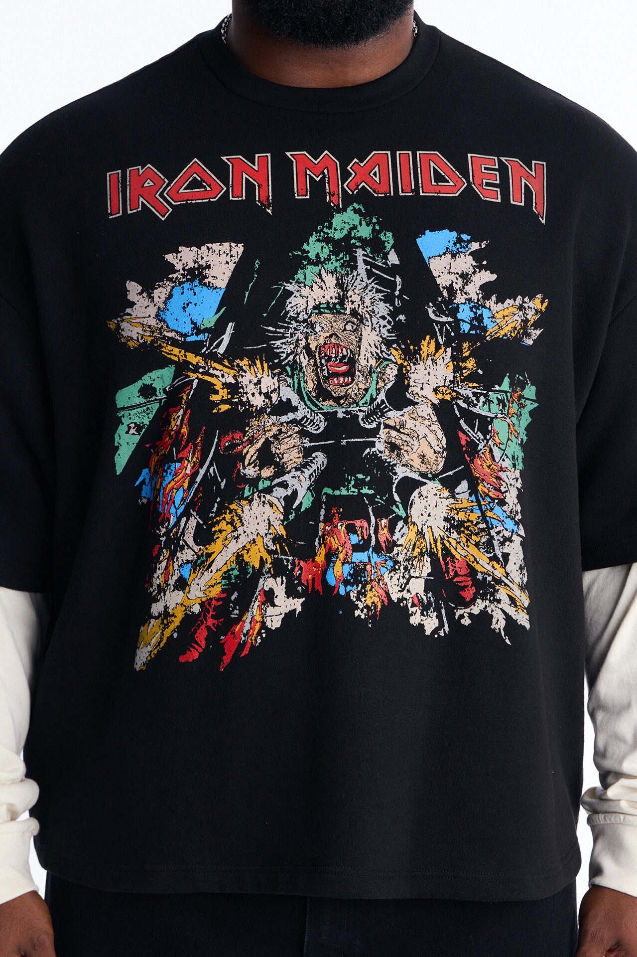 Iron Maiden Tailgunner Oversized Fleece Twofer - Black Wash