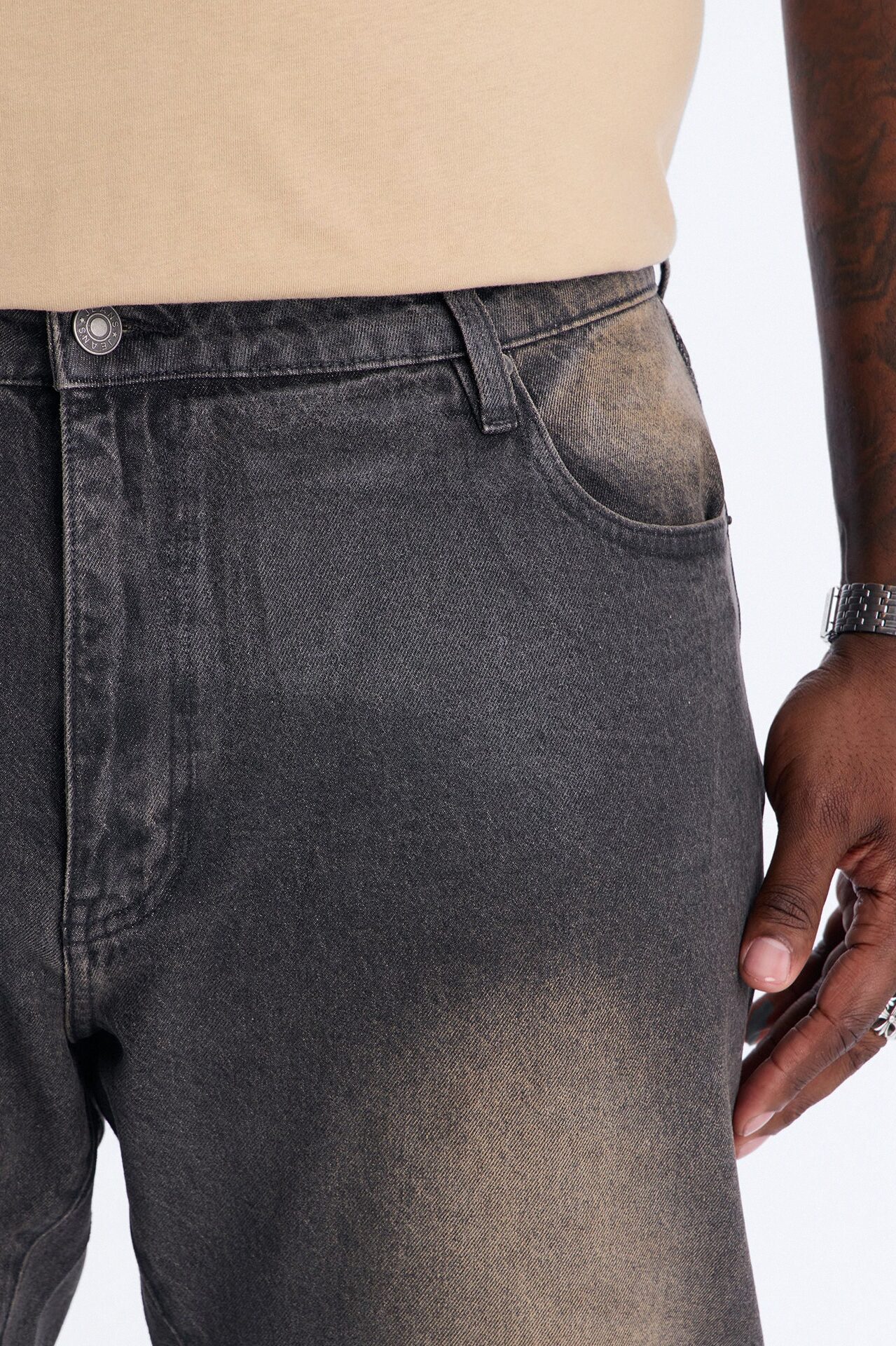 Stacked Slim Flare Waxed Stealth Jean - Black Wash