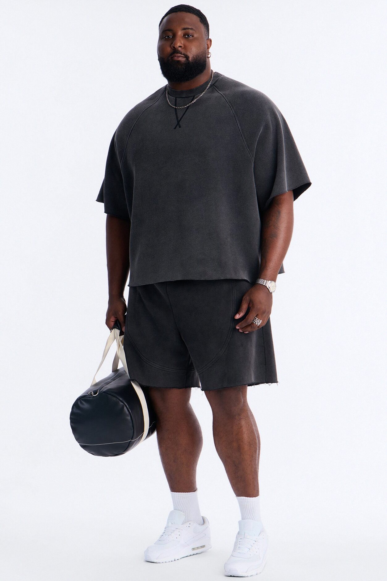 Washed Raw Edge Oversized Tee - Black Wash