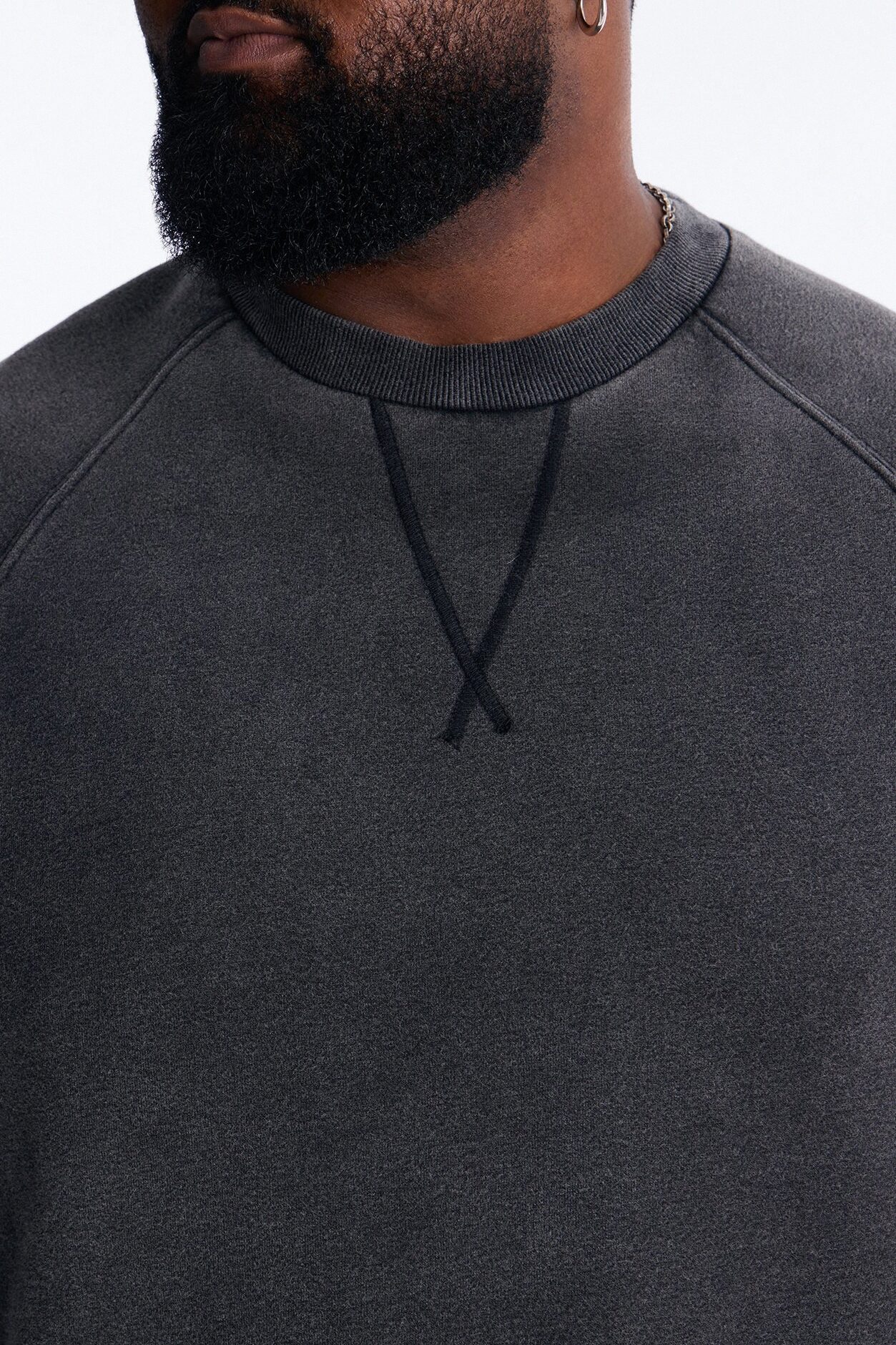 Washed Raw Edge Oversized Tee - Black Wash